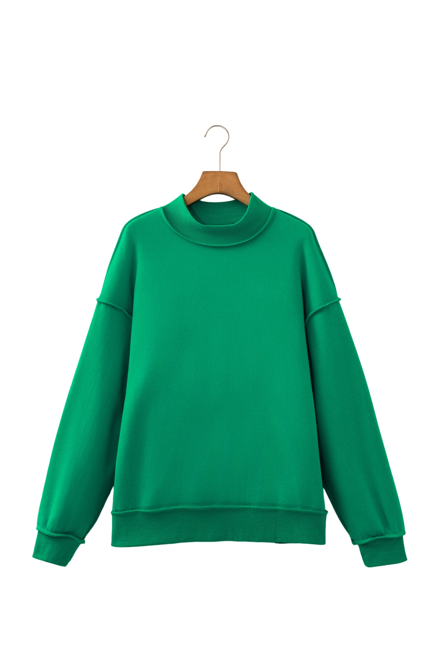 Bright Green Oversize Drop Shoulder Reversible Mock Neck Sweatshirt