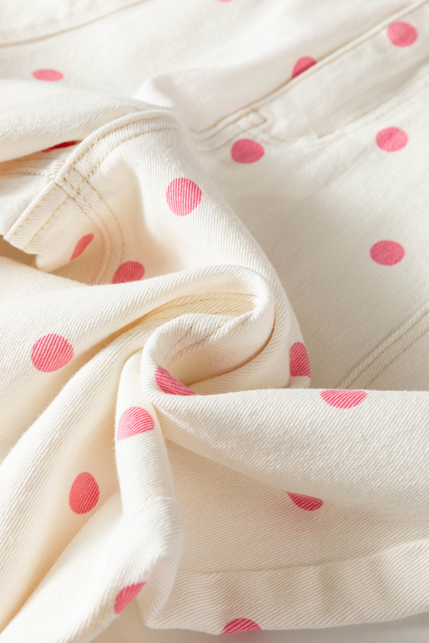 Pink Polka Dot Print Seam Detail Barrel Jeans