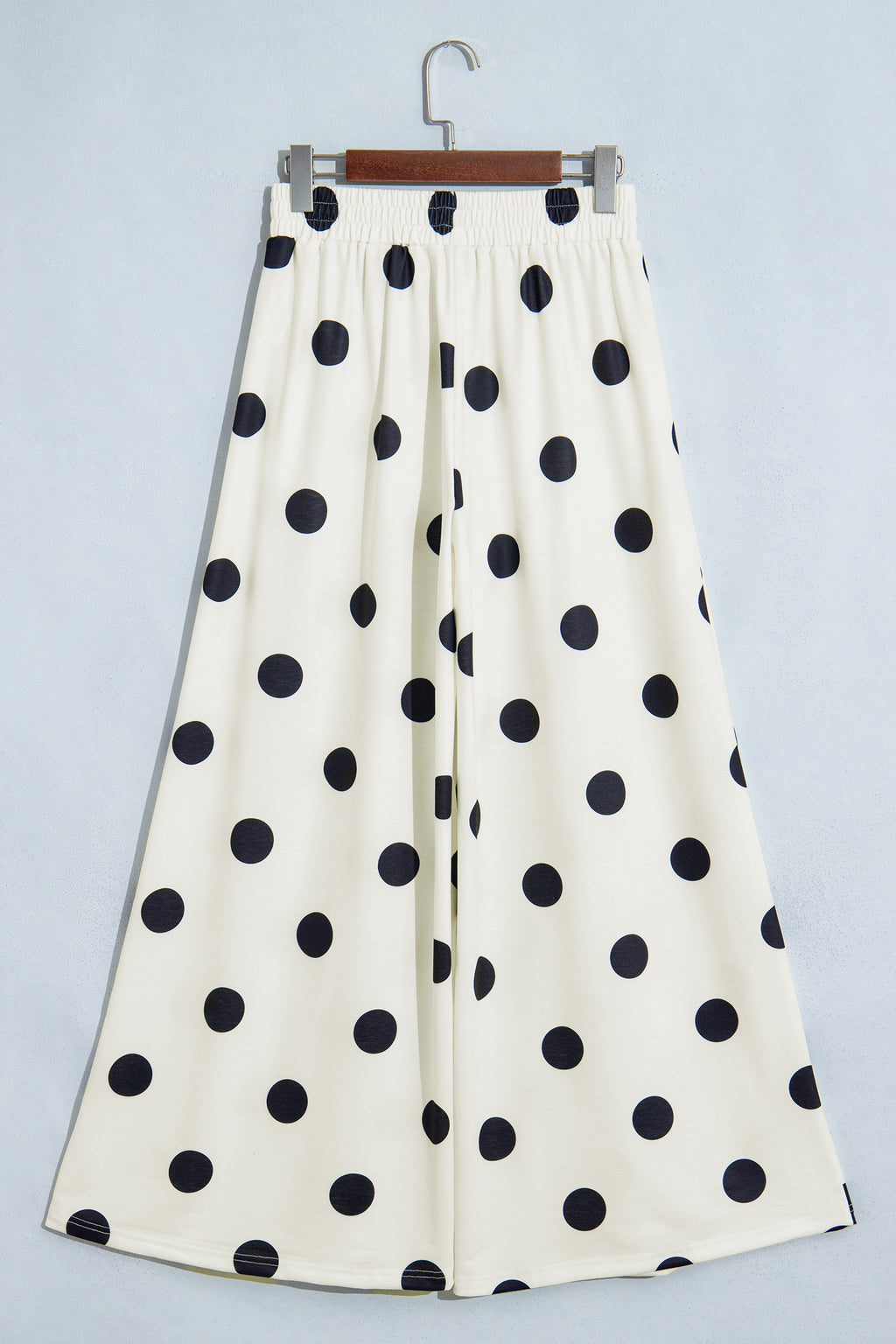 Sky Blue Polka Dot Wide Leg Elastic Waist Casual Pants