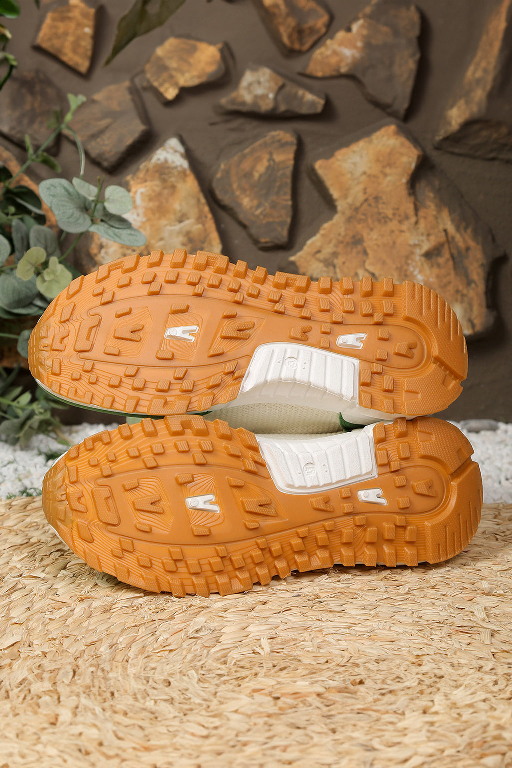 Green PU Leather Leopard Color Block Detail Lace Up Sporty Sneakers