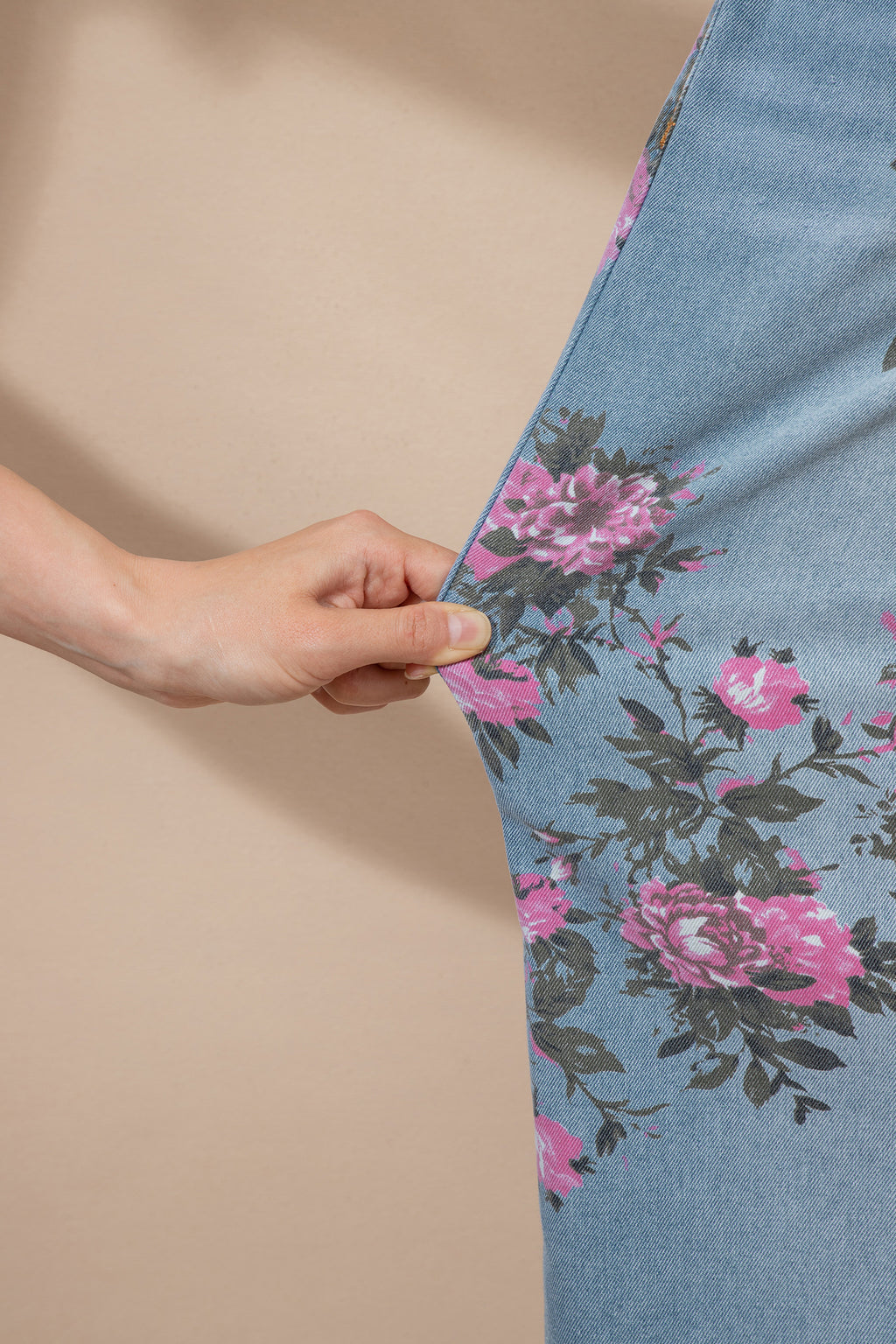 Sky Blue Garden Floral Print Bootcut Jeans
