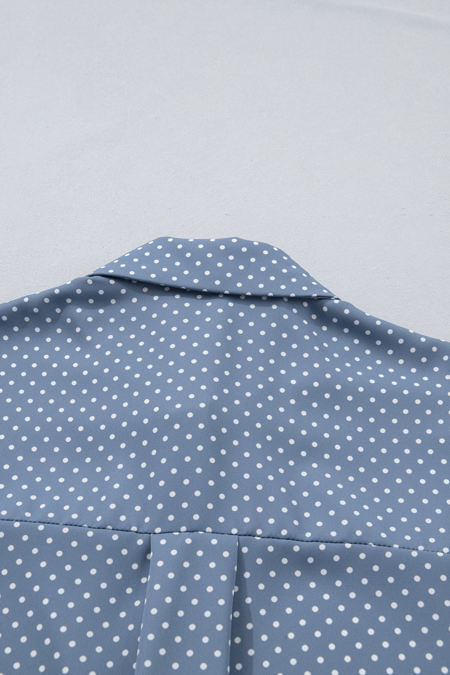 Sky Blue Dotted Print Cuffed Short Sleeve Shirt