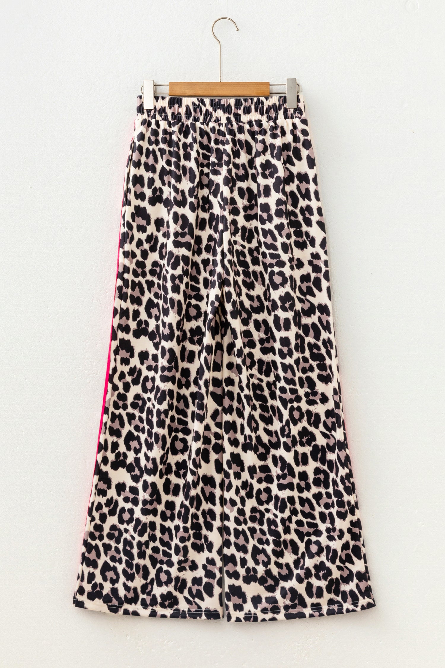 Rose Side Stripe Leopard Wide leg Trousers