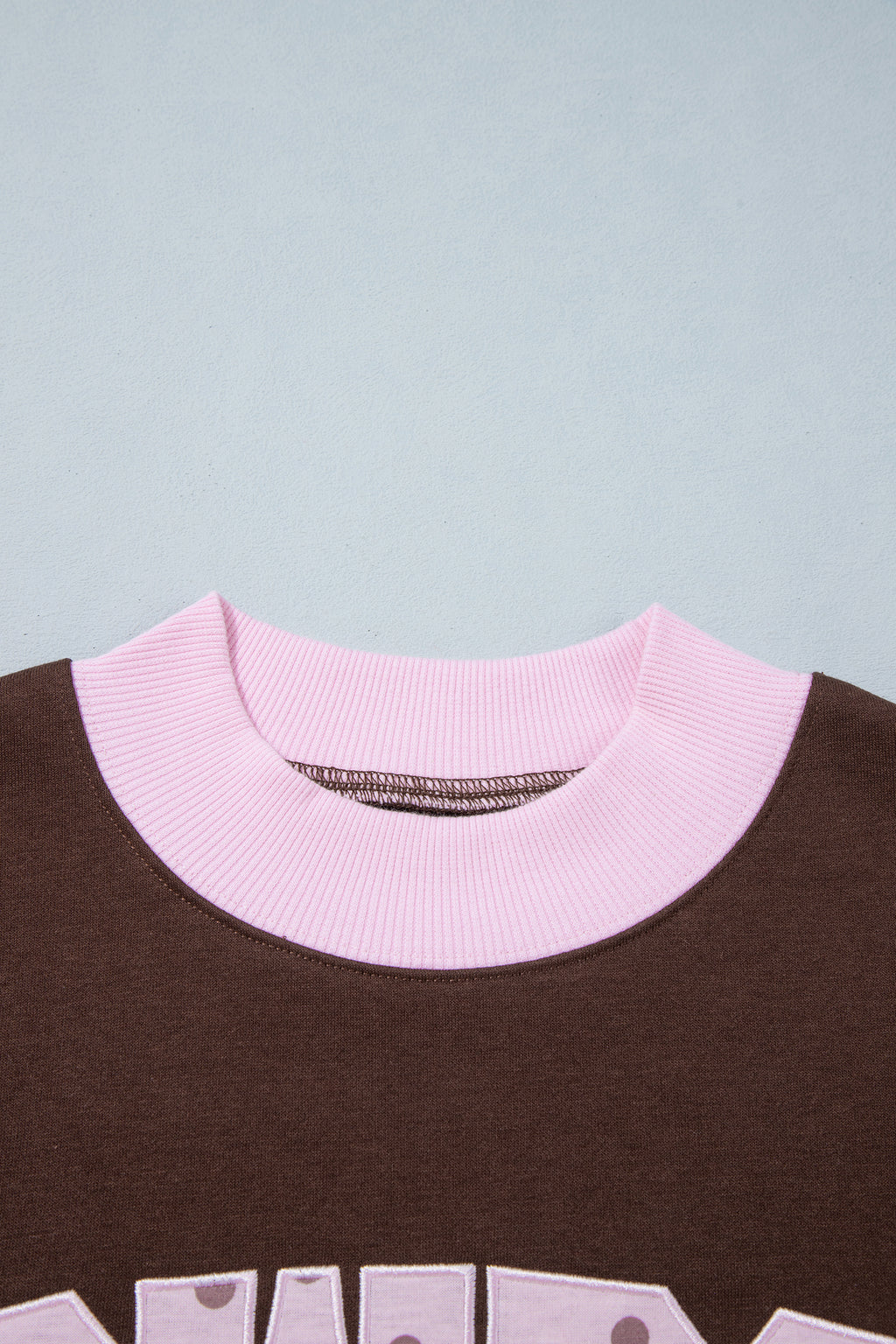 Pink Polka Dot Letter Graphic Colorblock Tunic Sweatshirt