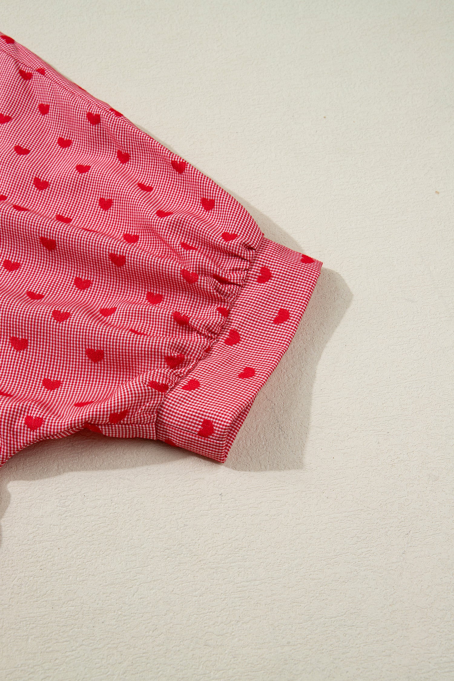 Red Heart Shape Print Half Sleeve Loose Valentine Shirt