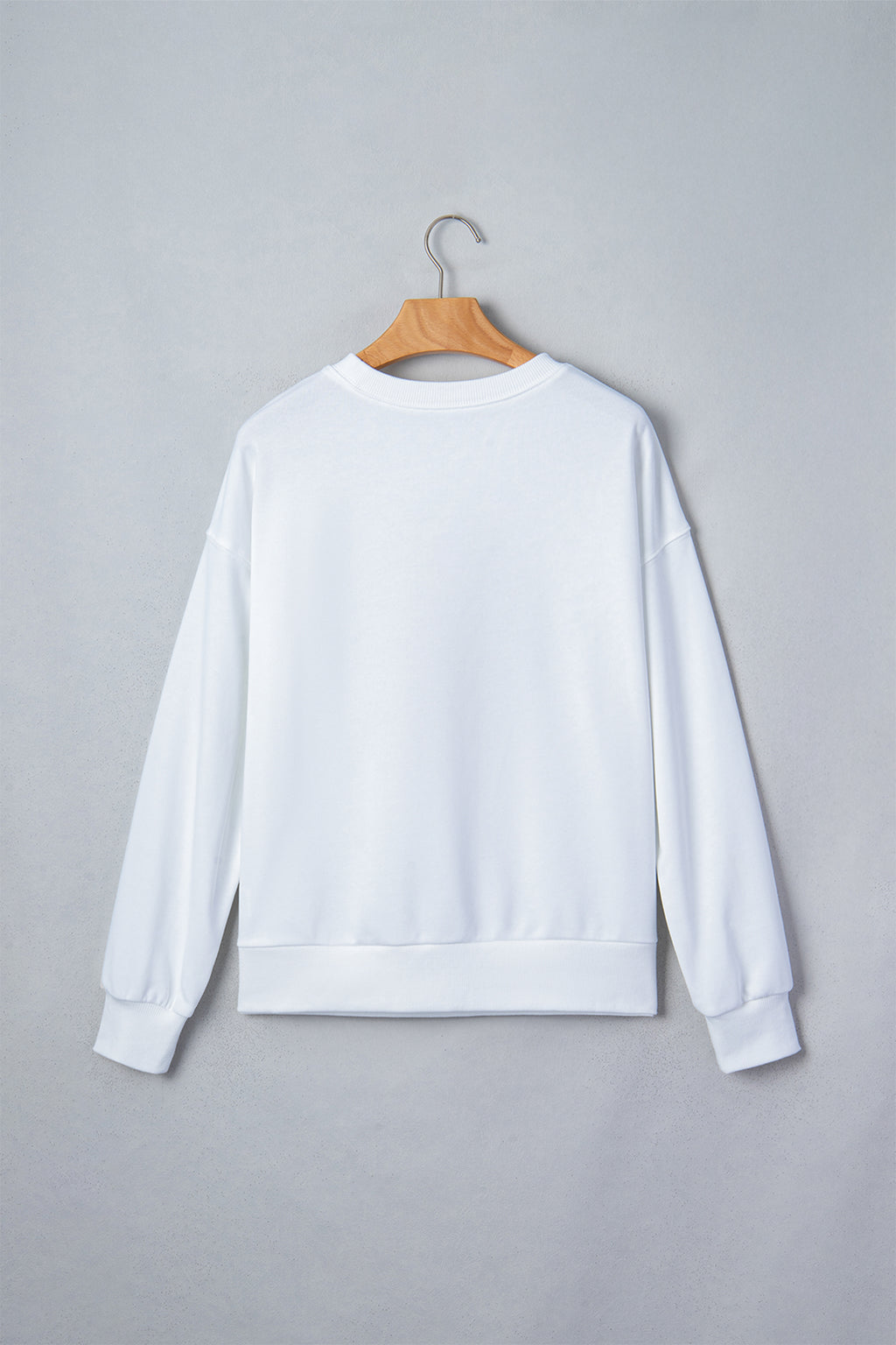 White Embroidered Slogan Game Day Rugby Pattern Crewneck Sweatshirt