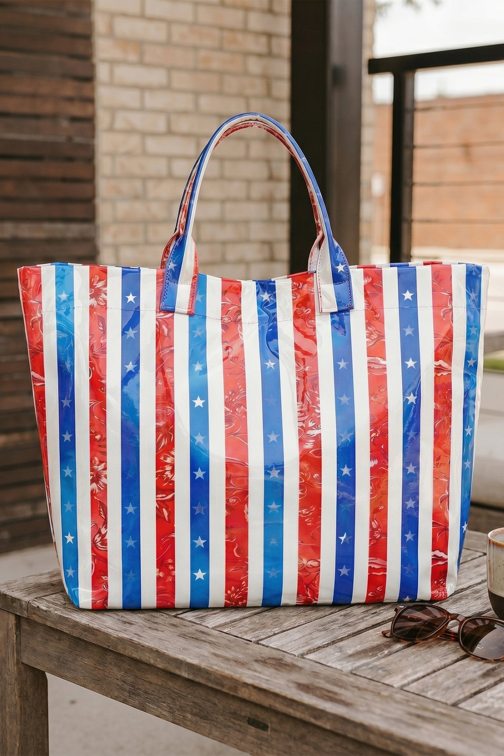 Color black Polka Dot Vinyl Glossy Tote Bag