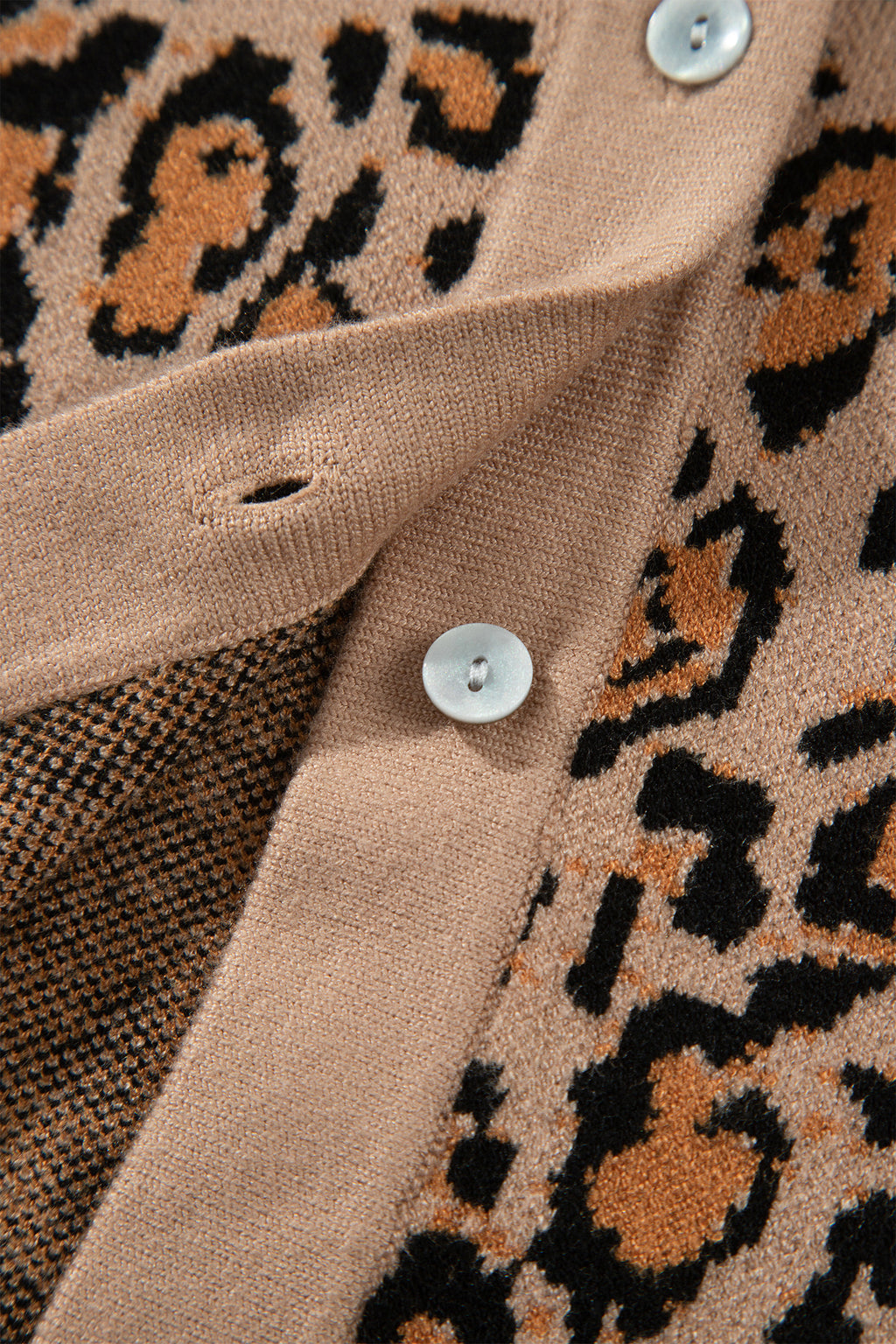 Brown Leopard Print Button-Up Cardigan Long Sleeve Cardigans