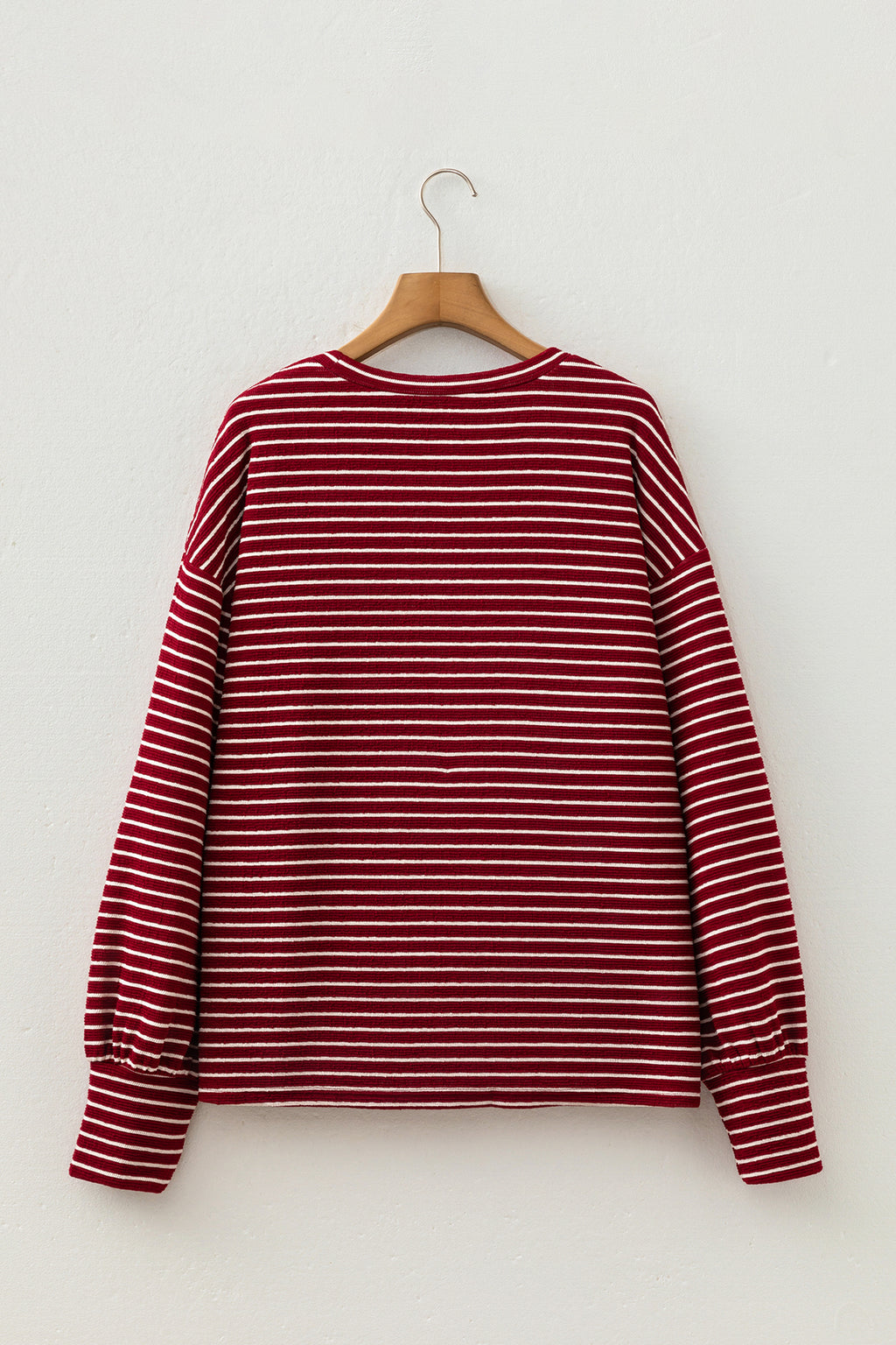 Red Stripe Drop Shoulder Long Sleeve Top