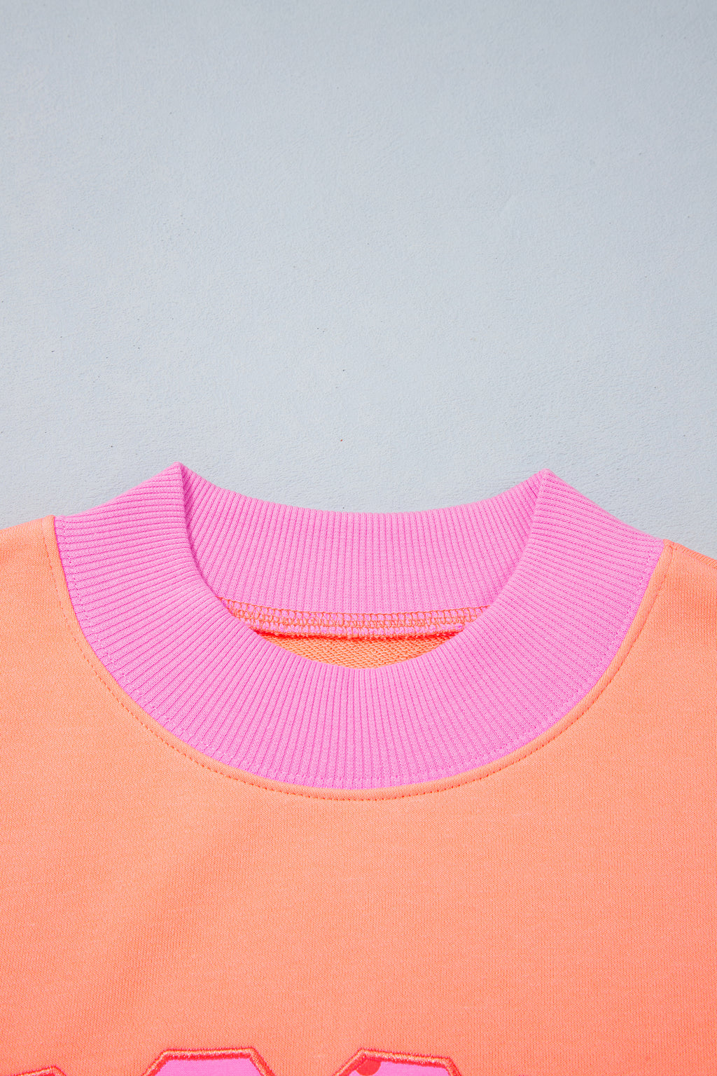 Pink Polka Dot Letter Graphic Colorblock Tunic Sweatshirt