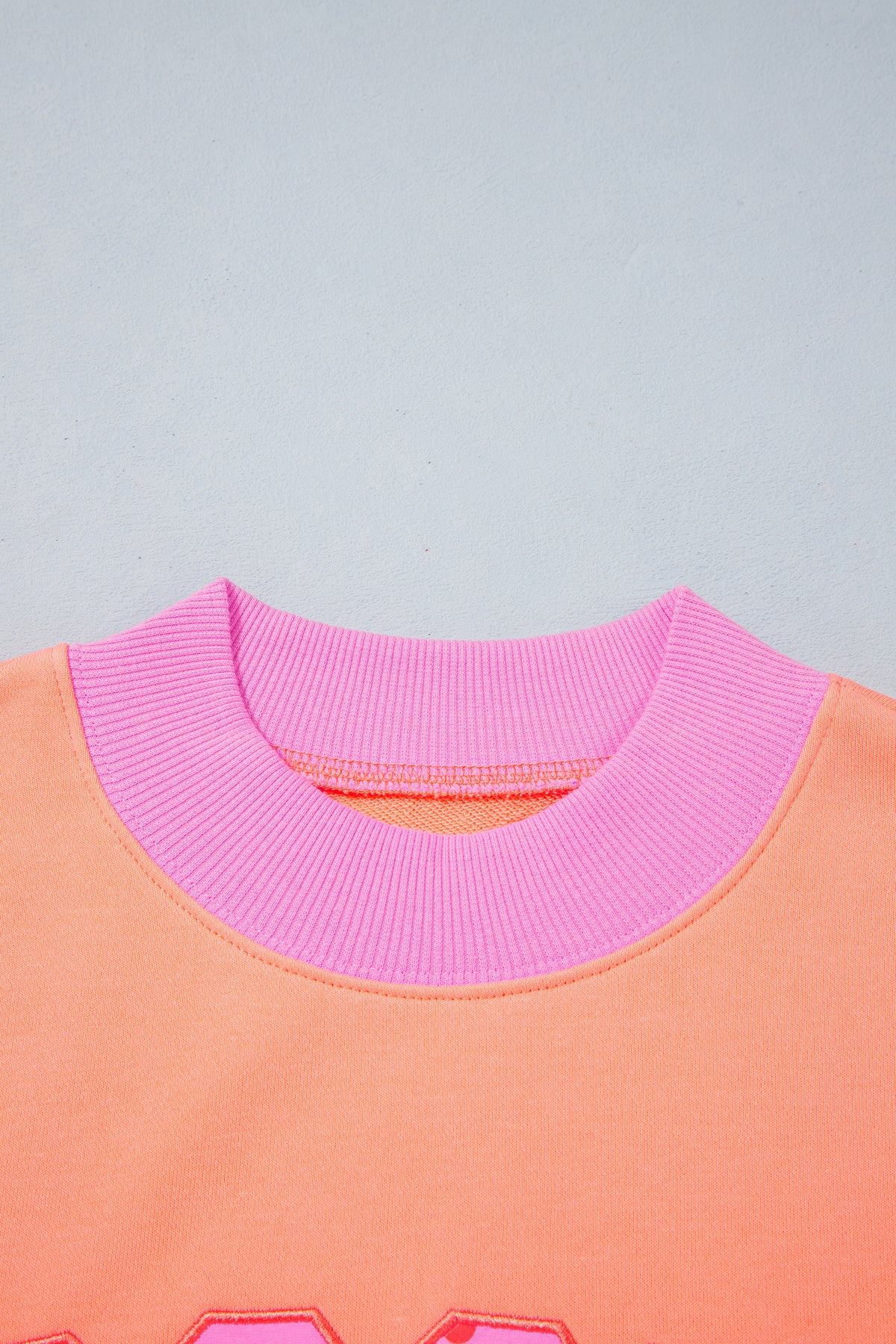 Pink Polka Dot Letter Graphic Colorblock Tunic Sweatshirt