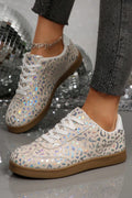 White Shiny Leopard Print Training Shoes