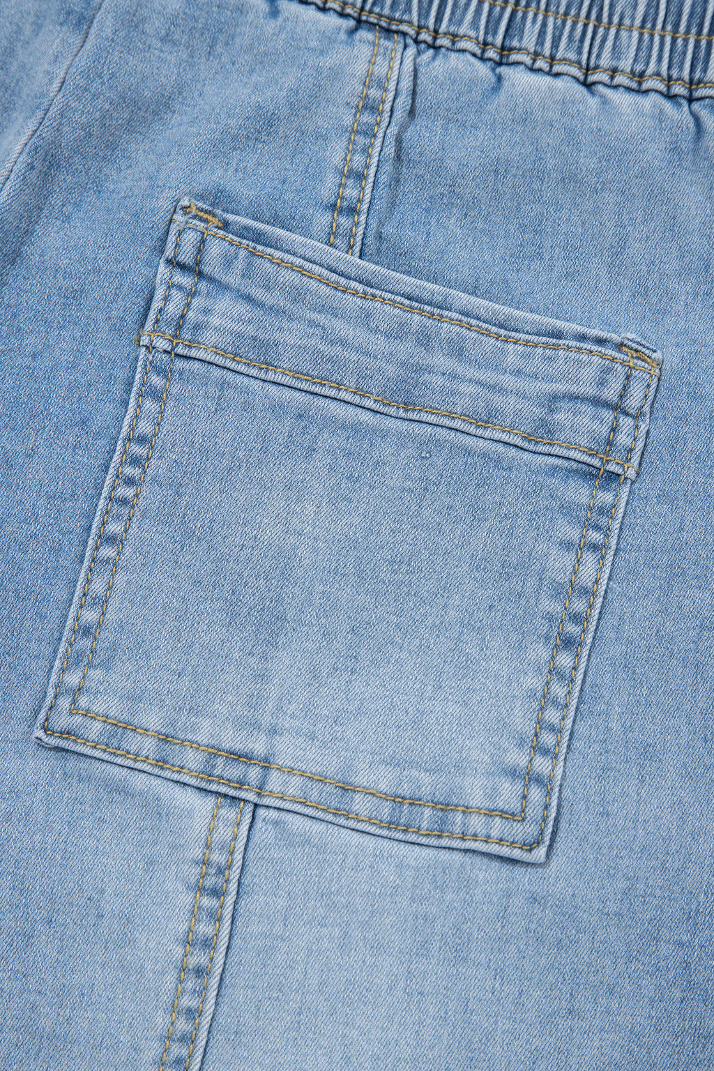 Beau Blue Drawstring Waist Wide Leg Ankle Length Jeans