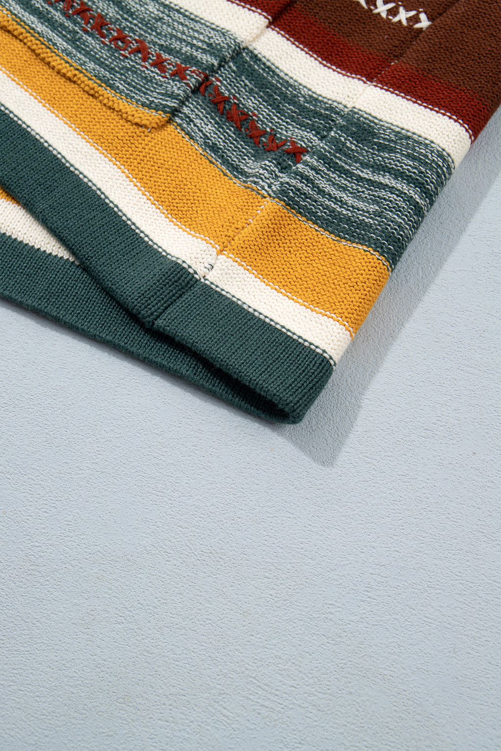 Multicolour Striped Button Front Sleeveless Knit Regular Fit Sweater Vest
