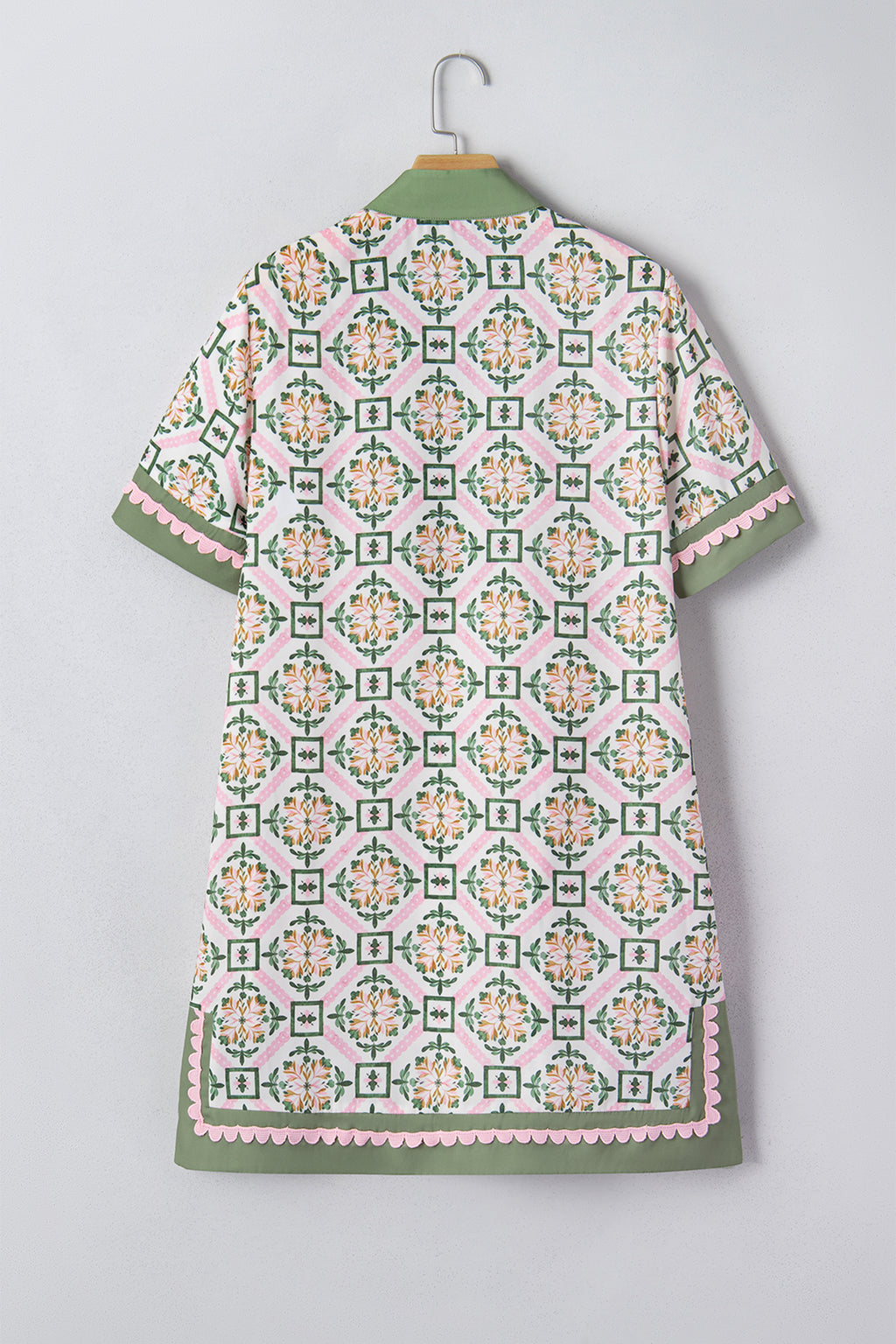 Multicolour Boho Geometric Flower Print Short Sleeve Loose Mini Dress