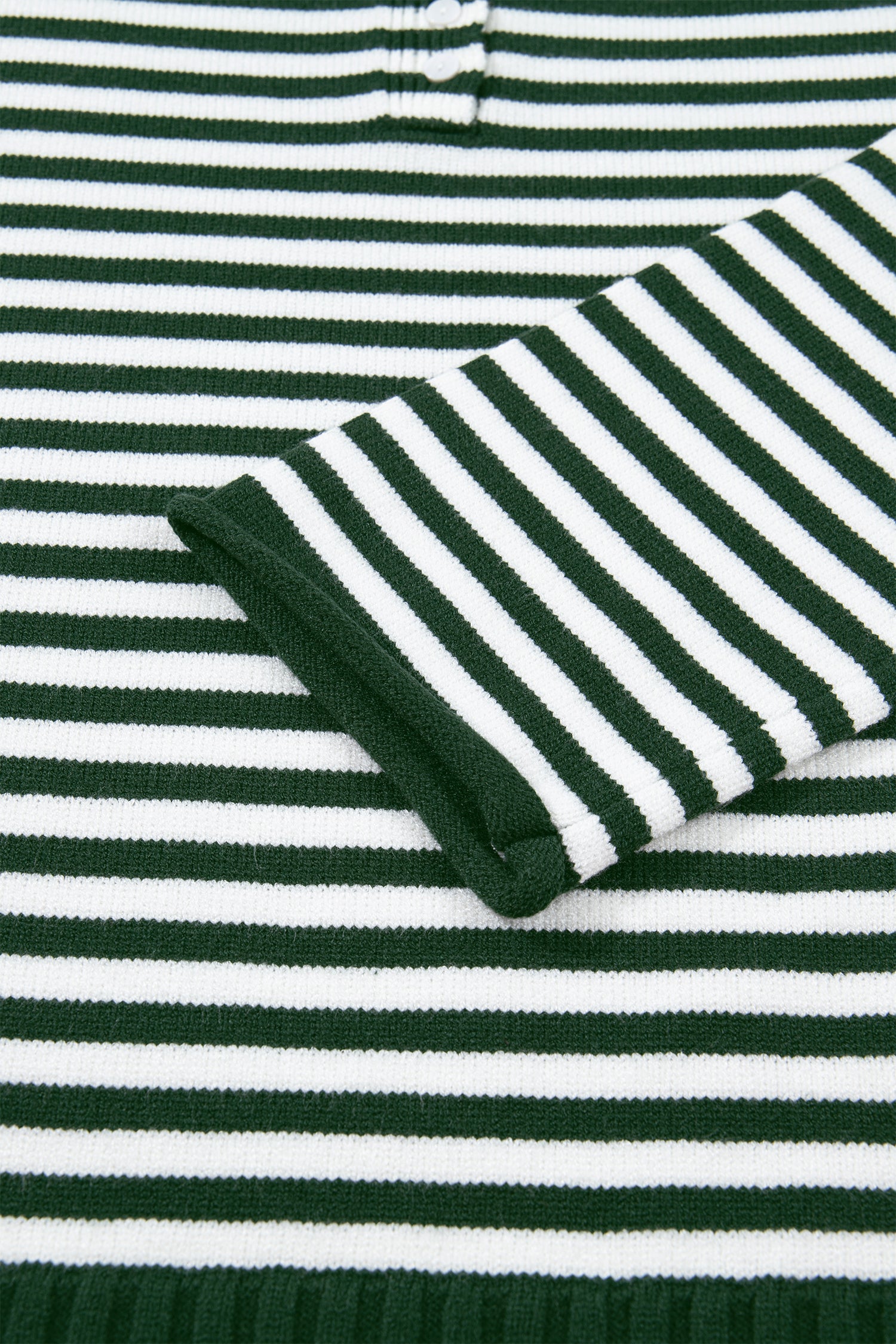 Green Stripe Striped Button Placket Drop Shoulder Long Sleeve Sweater