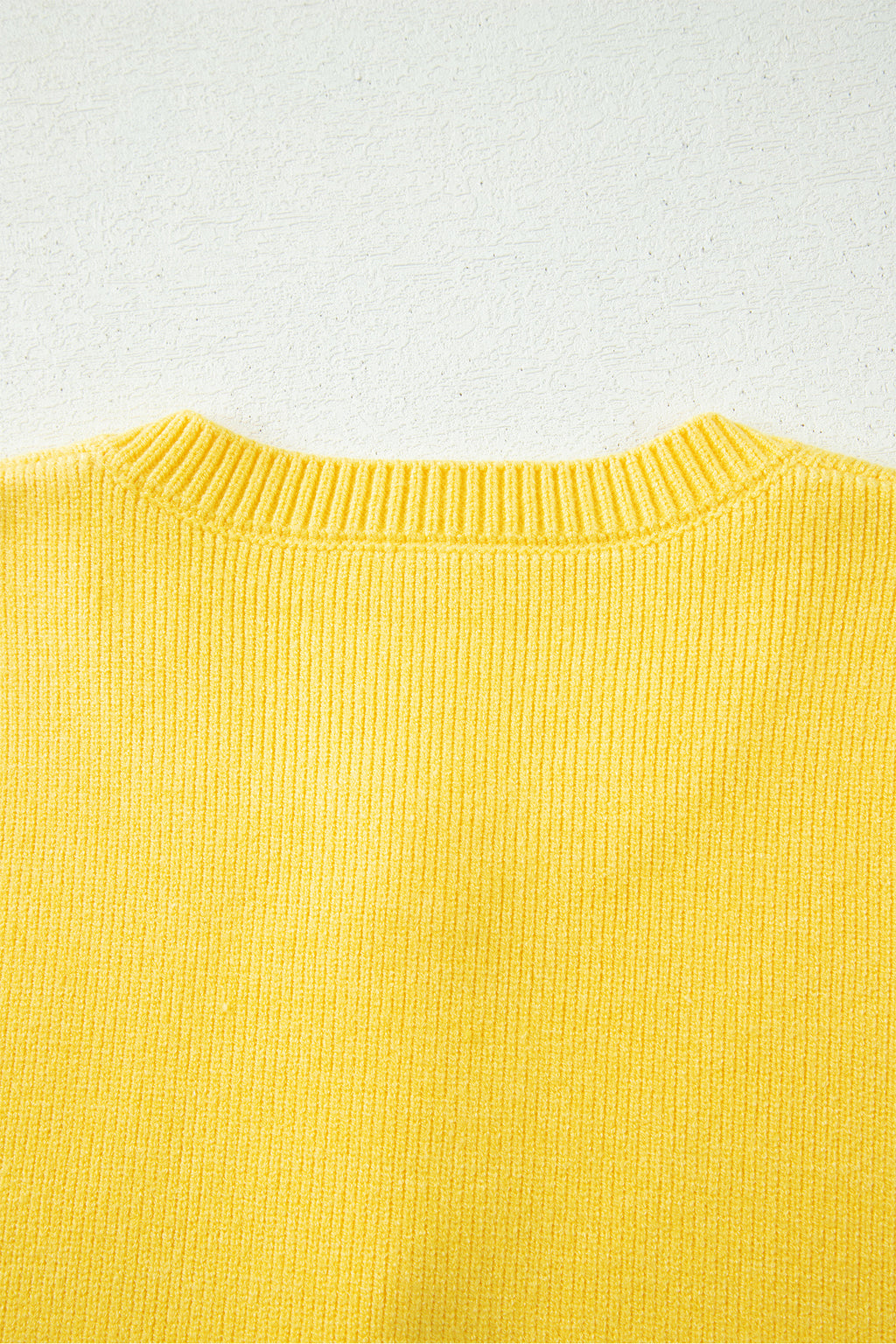 Yellow Cream Solid Color Sleeveless Knit Button Pocketed Sweater