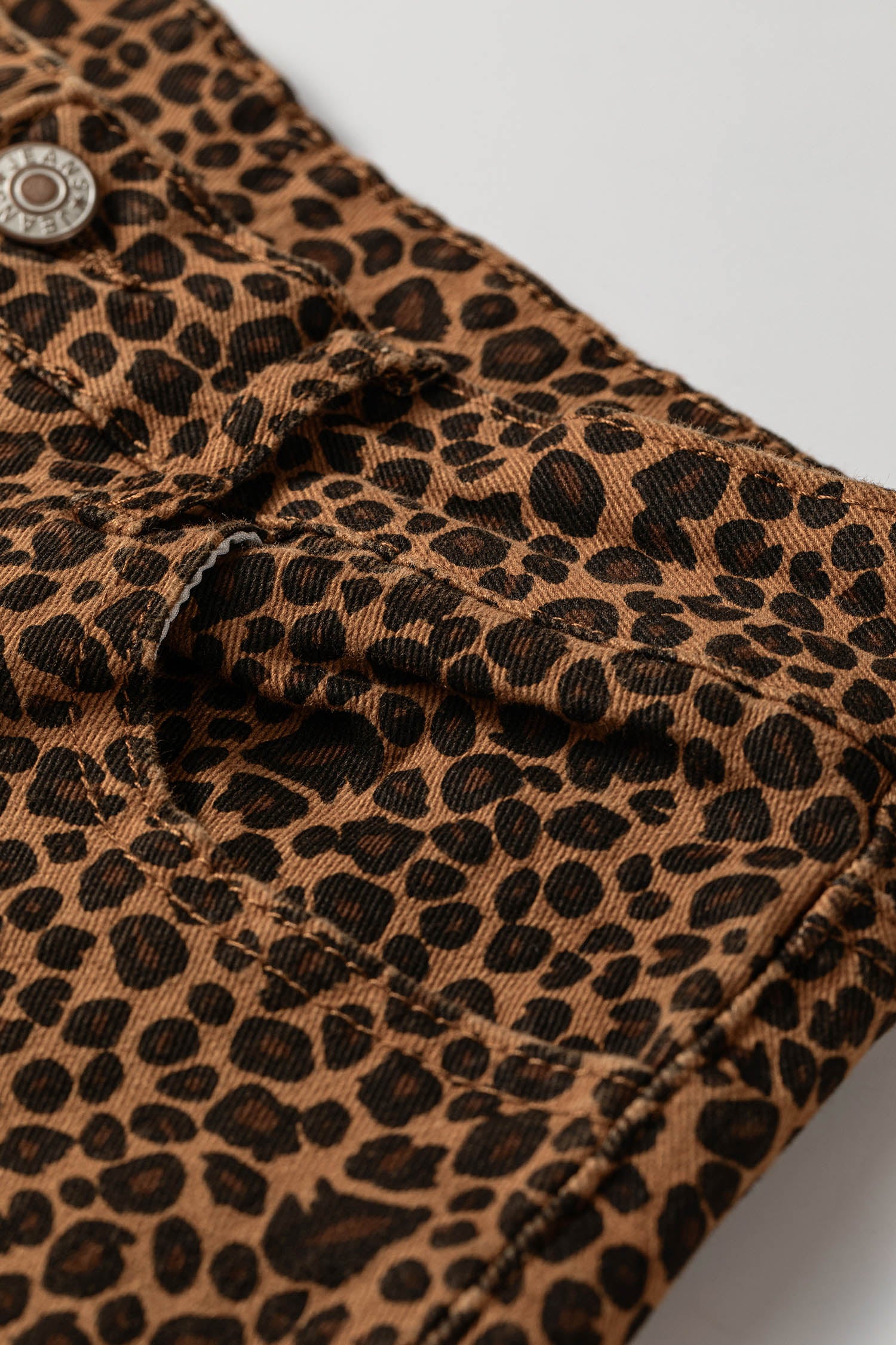 Brown Leopard Print Ruffled Hem Shift Jeans