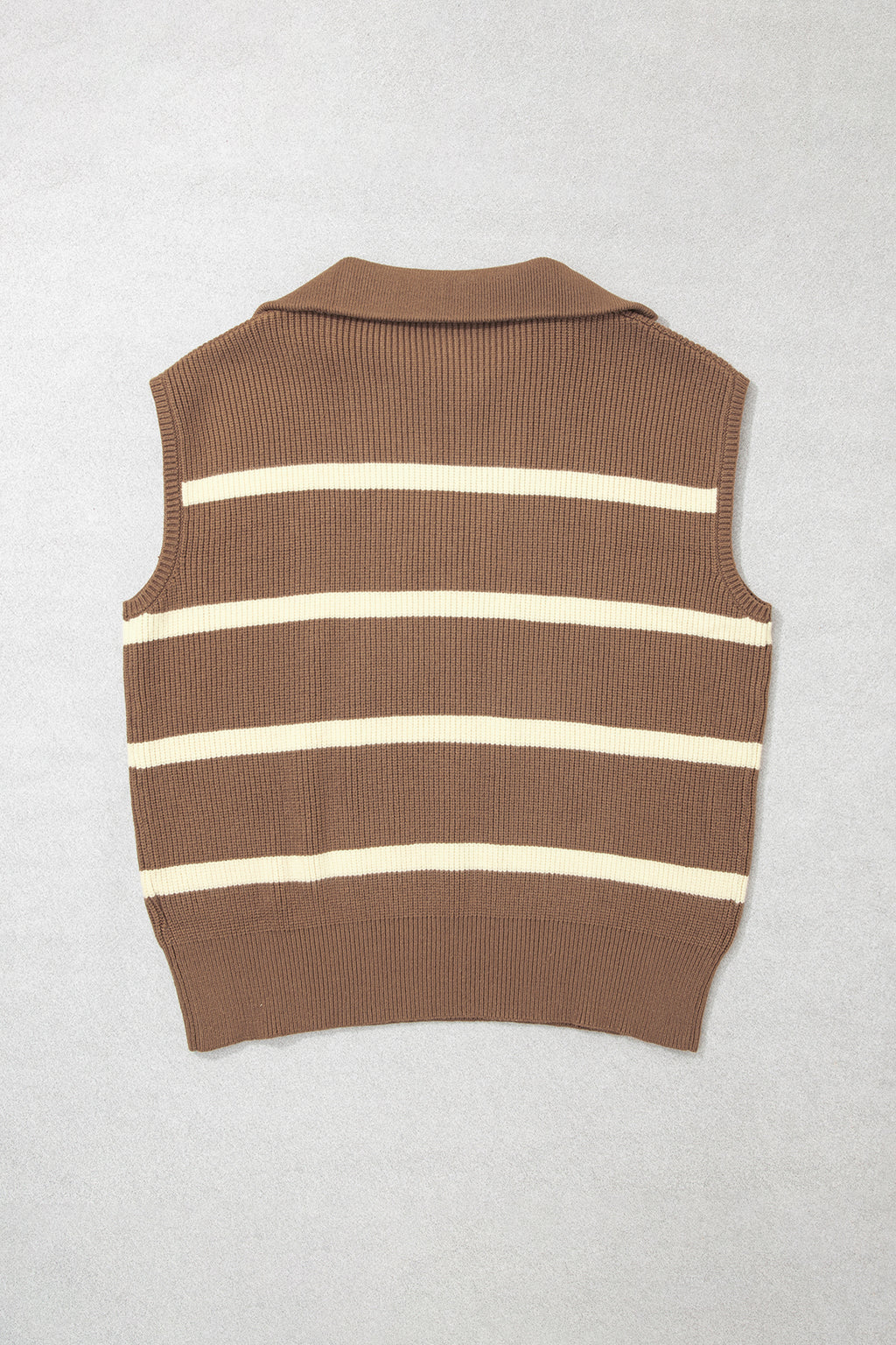 Brown Stripe Striped Colorblock Drop Shoulder V Neck Tunic Sweater T-shirt