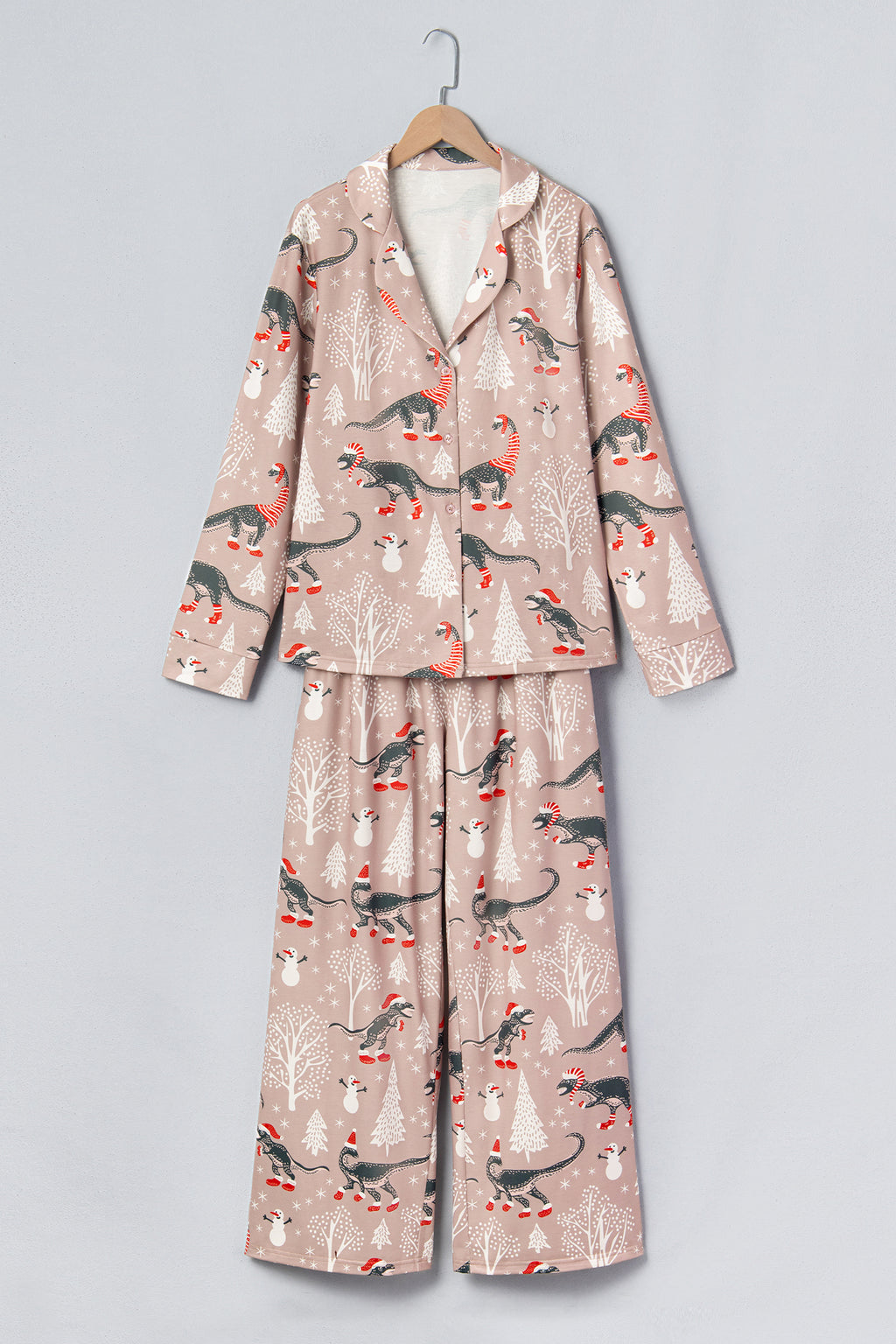 Brown Abstract Print Long Sleeve Two Piece Lounge Set