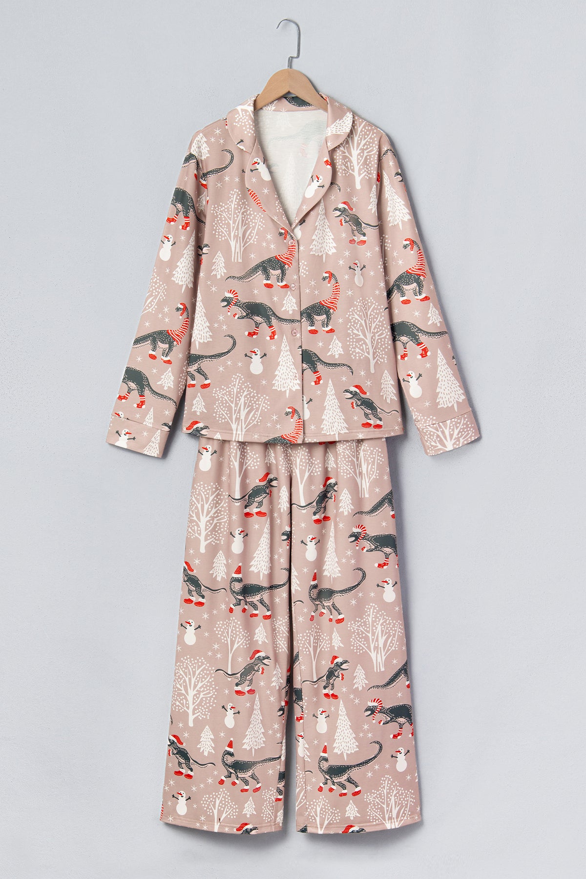 Brown Abstract Print Long Sleeve Two Piece Lounge Set