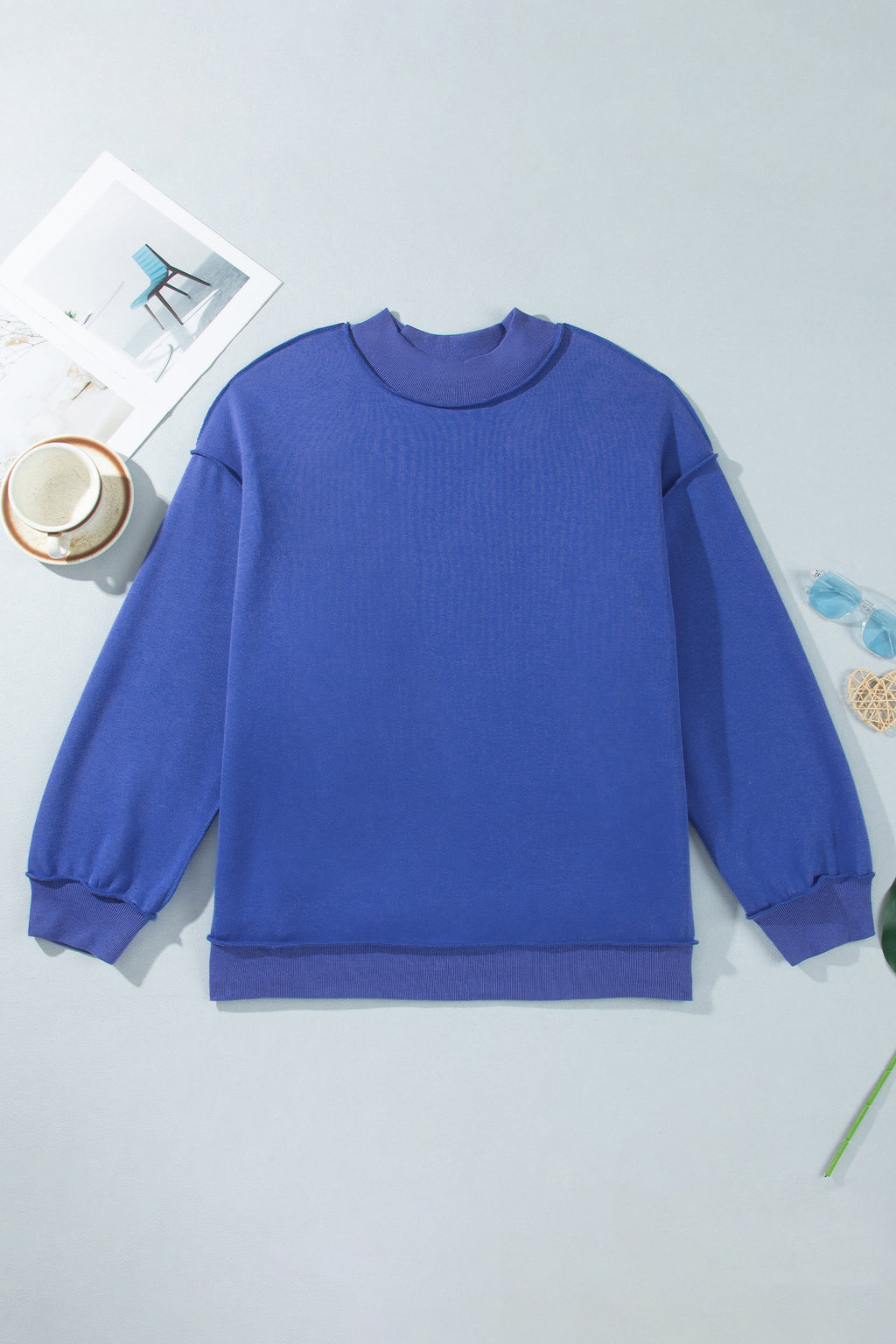 Light Grey Exposed Seam Detail Reversible Double Wear Plus Size Sweatshirt