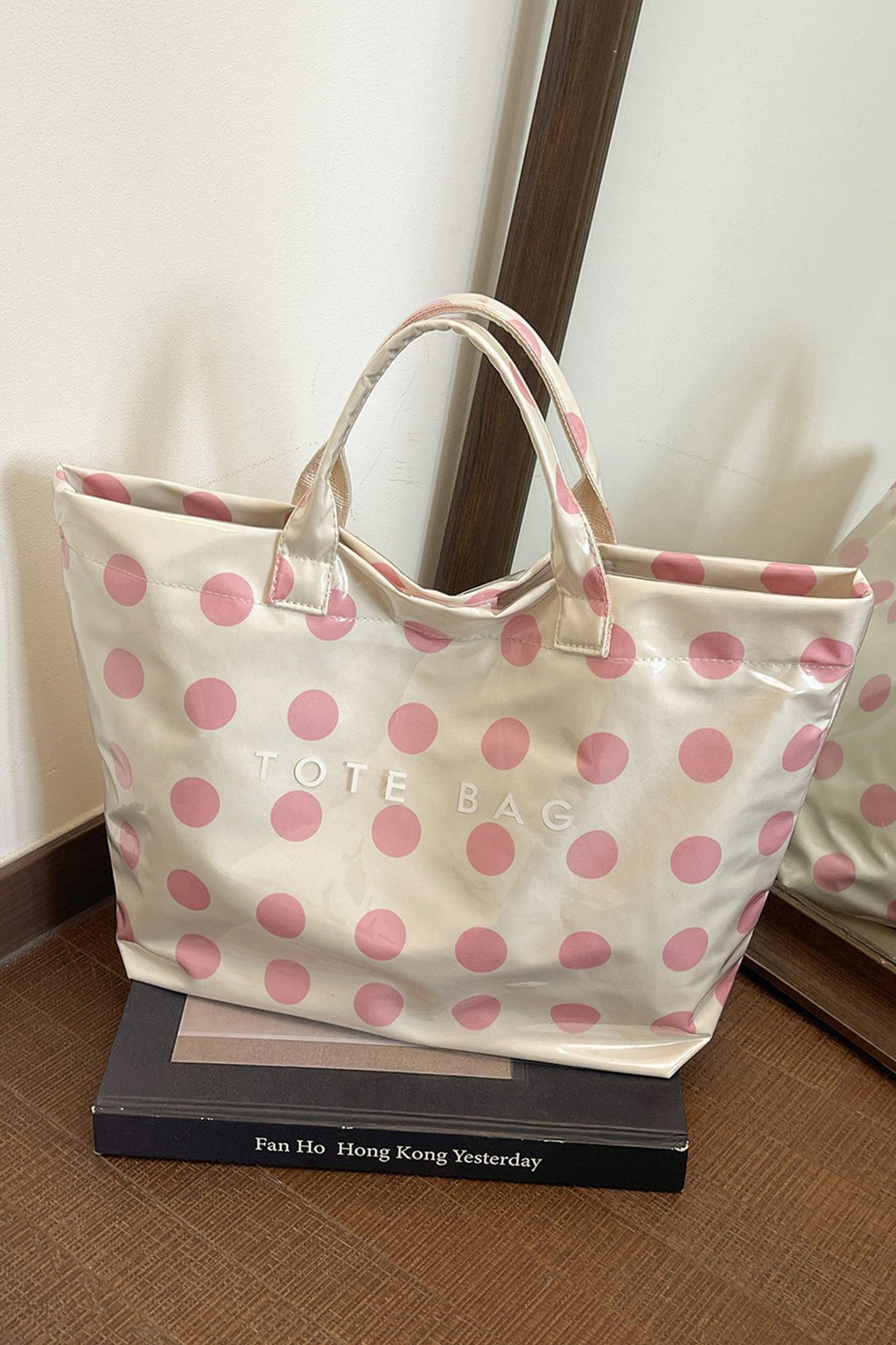 Color black Polka Dot Durable Waterproof PVC Tote Bag