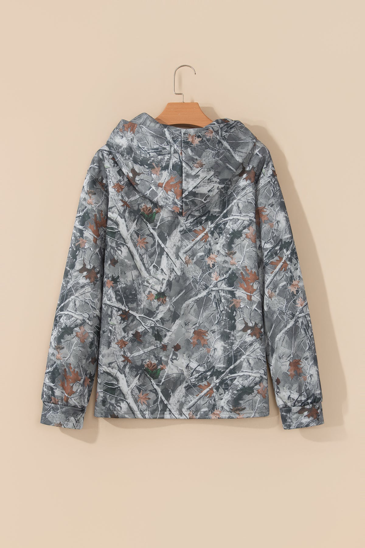 Beige Woodland Camouflage Print JESUS LOVES YOU Tunic Hoodie