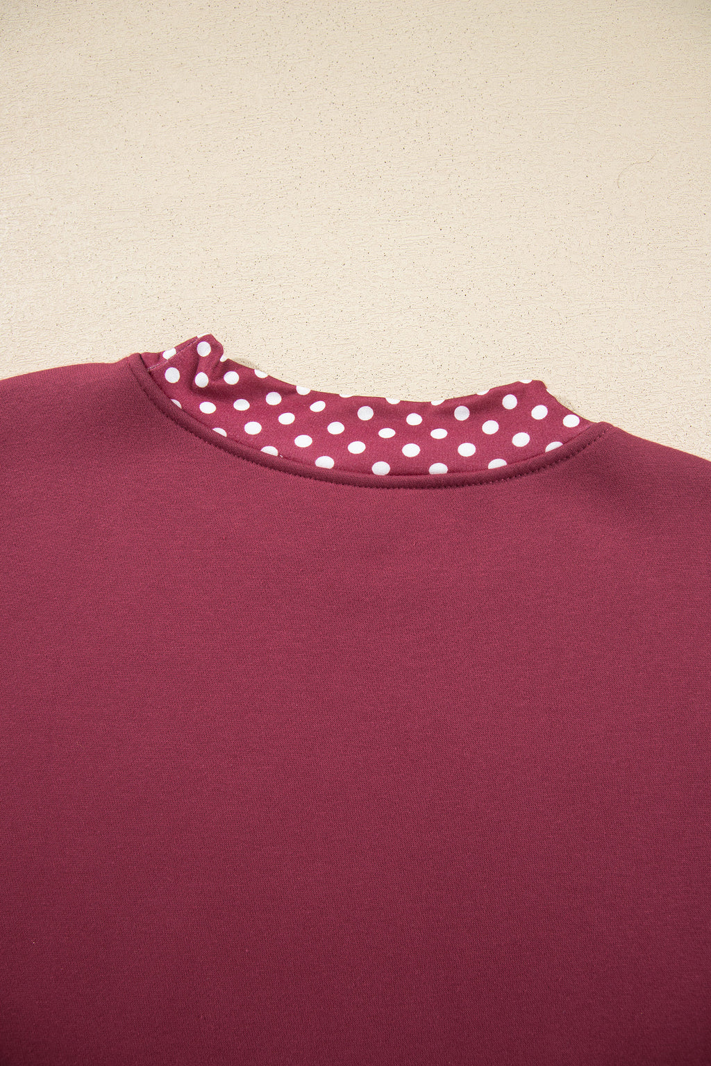 Dark Blue Colorblock Polka Dot Contrast Trim Oversized Sweatshirt