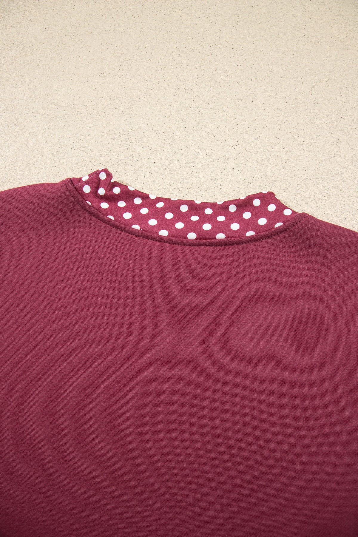 Dark Blue Colorblock Polka Dot Contrast Trim Oversized Sweatshirt