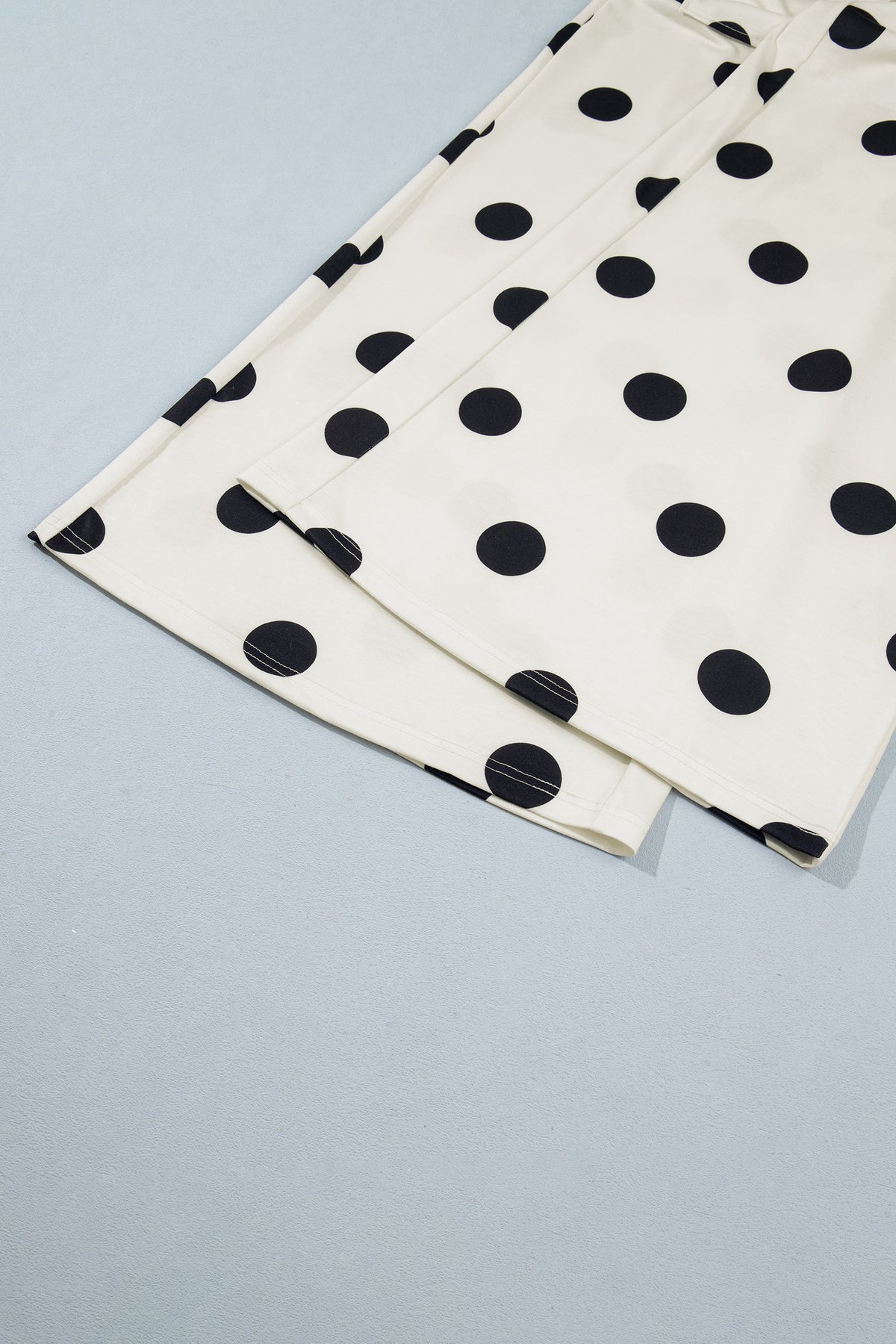 Sky Blue Polka Dot Wide Leg Elastic Waist Casual Pants