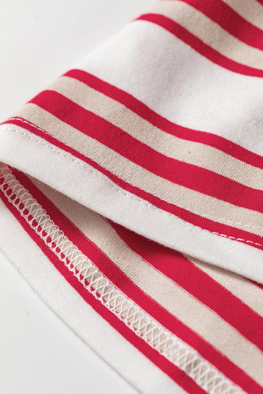 Red Stripe Dropped Shoulder Long Sleeve Casual Pullover Top