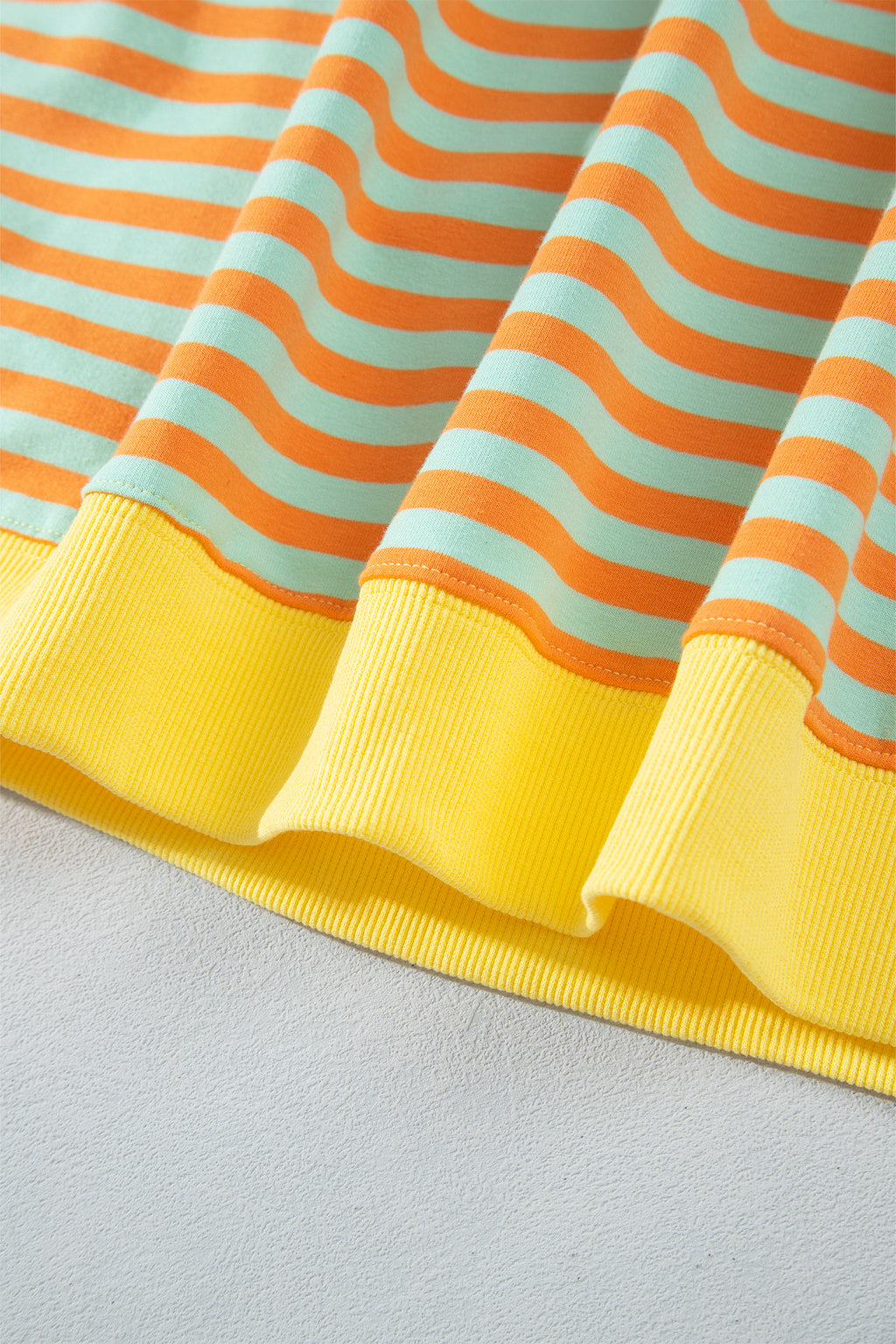 Orange Stripe High Neck Striped Colorblock Tunic Plus Size Sweatshirt