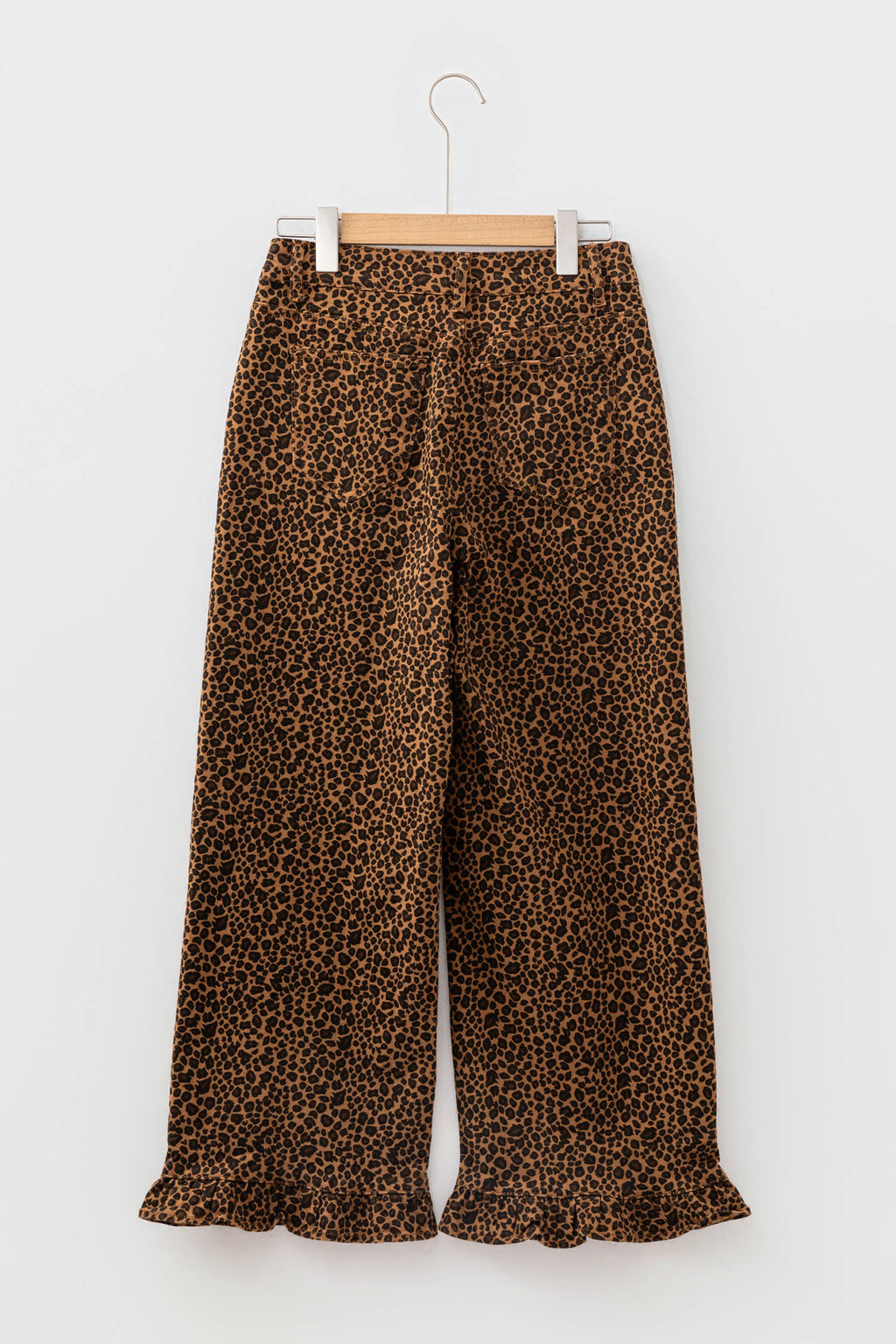Brown Leopard Print Ruffled Hem Shift Jeans