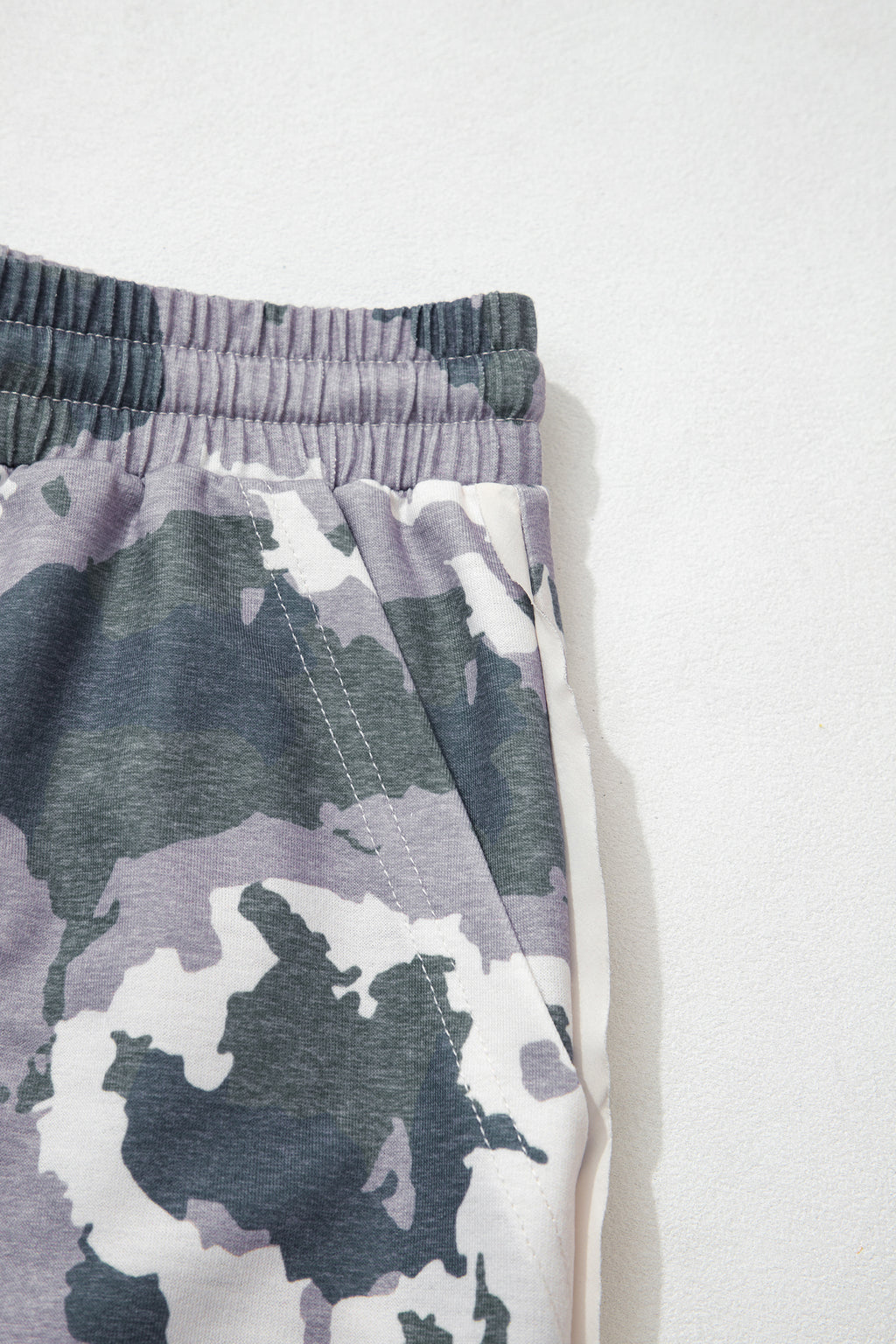 Brown Camo Drawstring Waist Patch Pocket Plus Size Pants