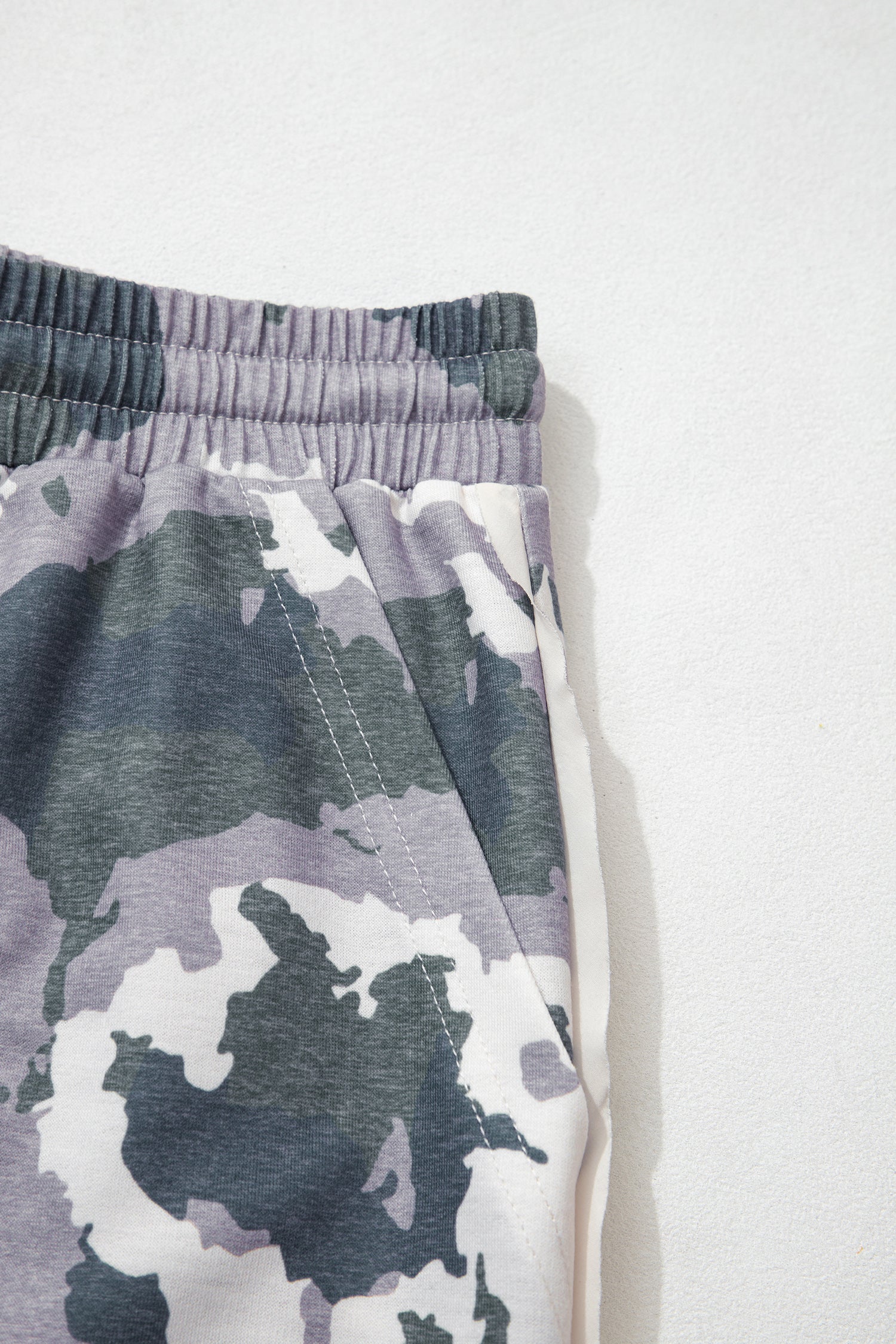 Brown Camo Drawstring Waist Patch Pocket Plus Size Pants
