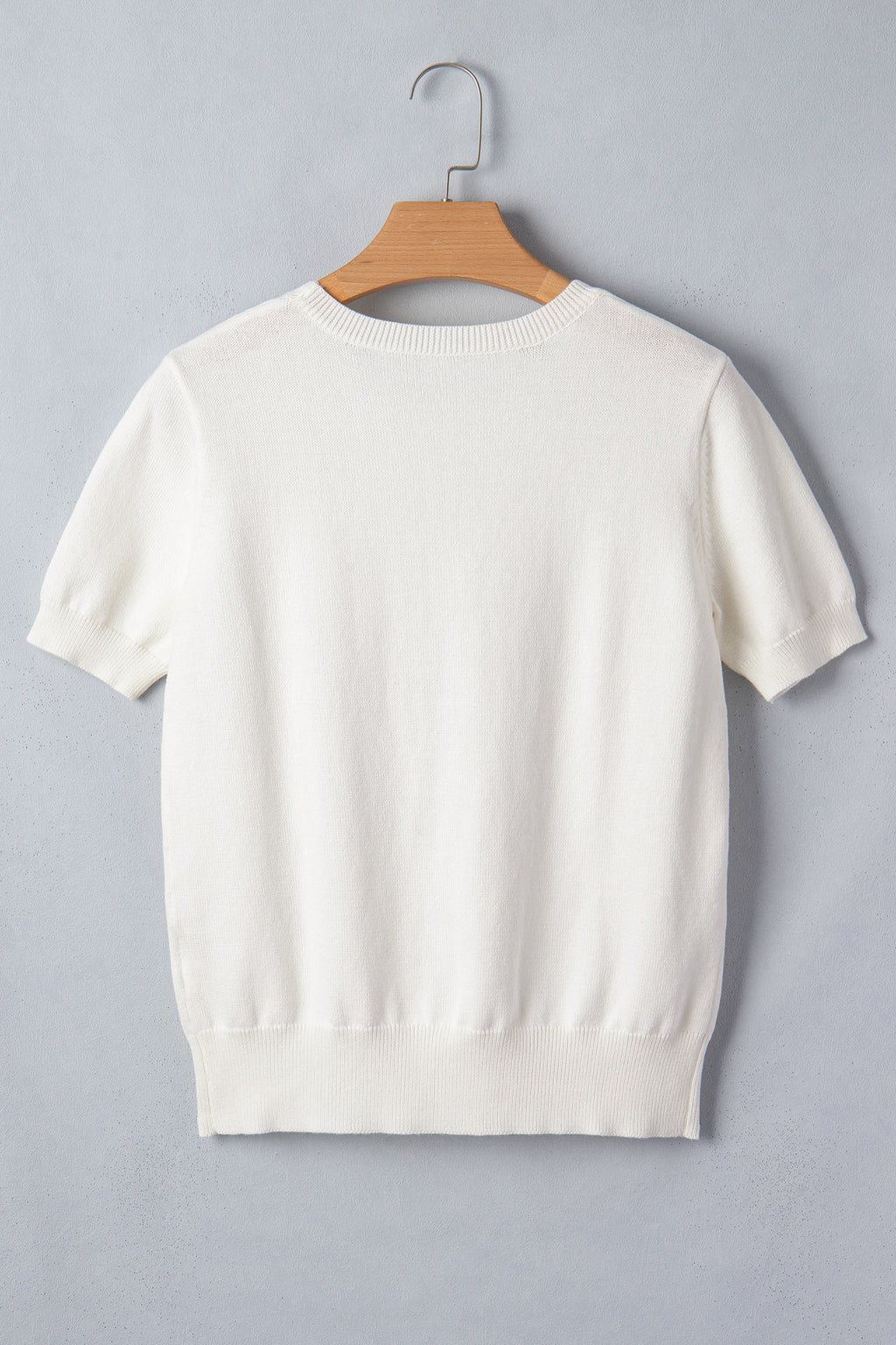 White Wild West Horse Head Printed Short Sleeve Sweater