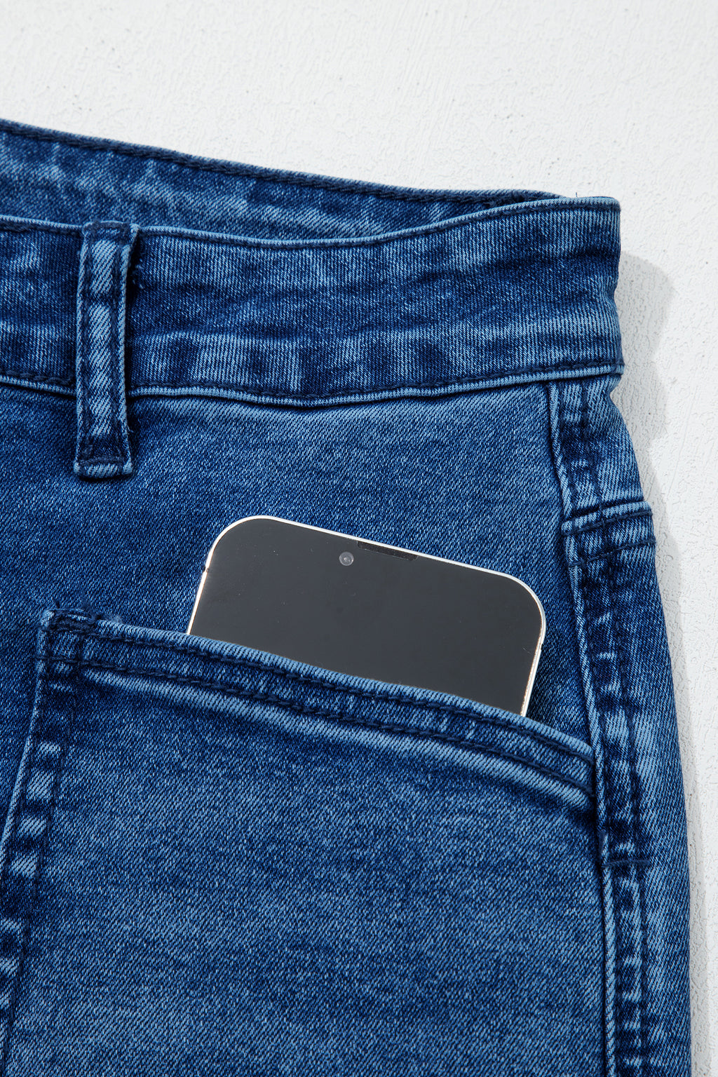 Sail Blue Frayed Cropped Straight Jeans