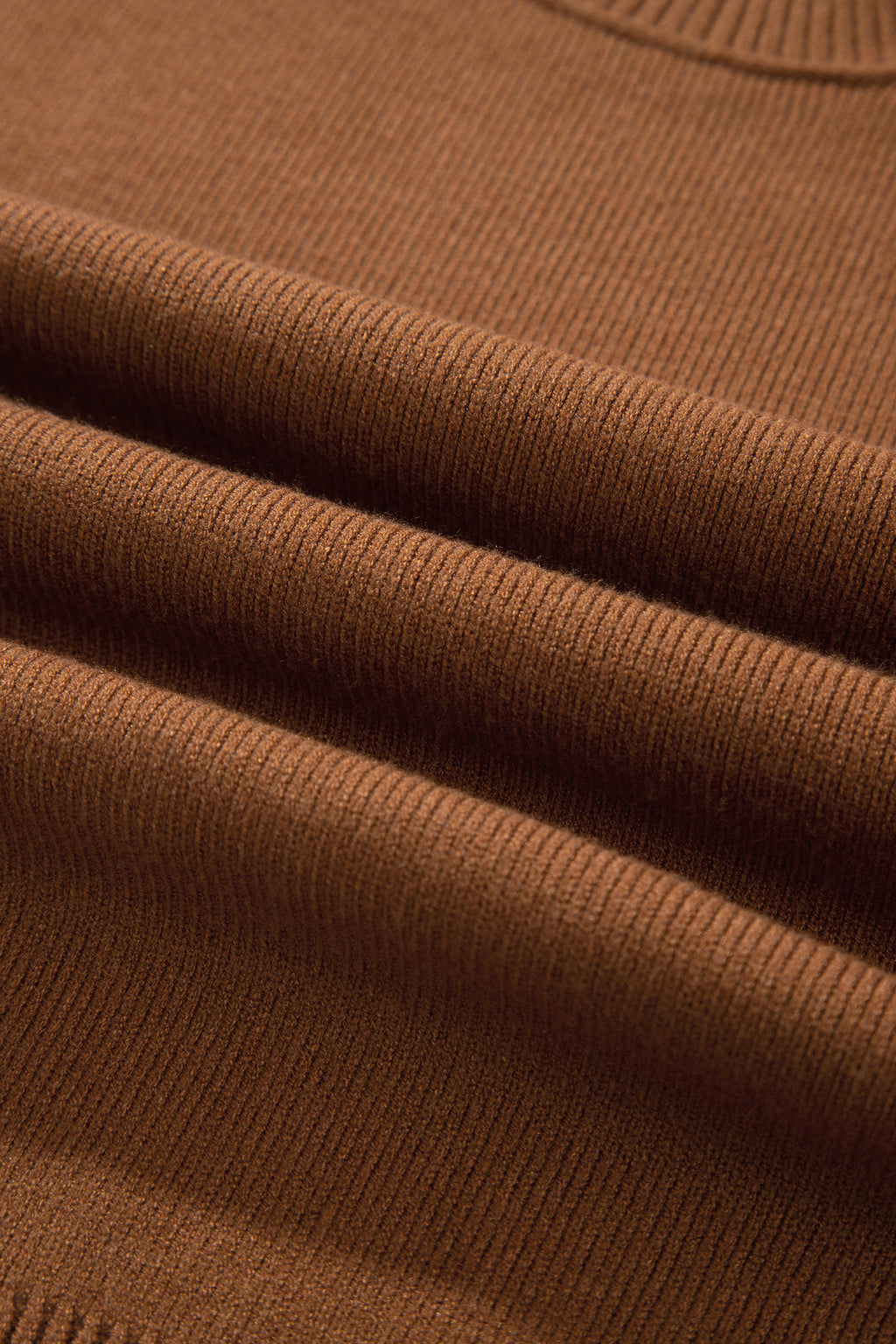 Chestnut Oversized Ribbed Knit Long Sleeve Tunic Plus Size Sweater