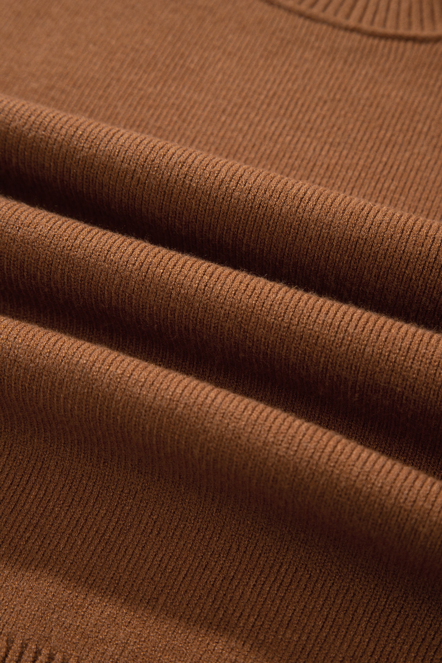 Chestnut Oversized Ribbed Knit Long Sleeve Tunic Plus Size Sweater