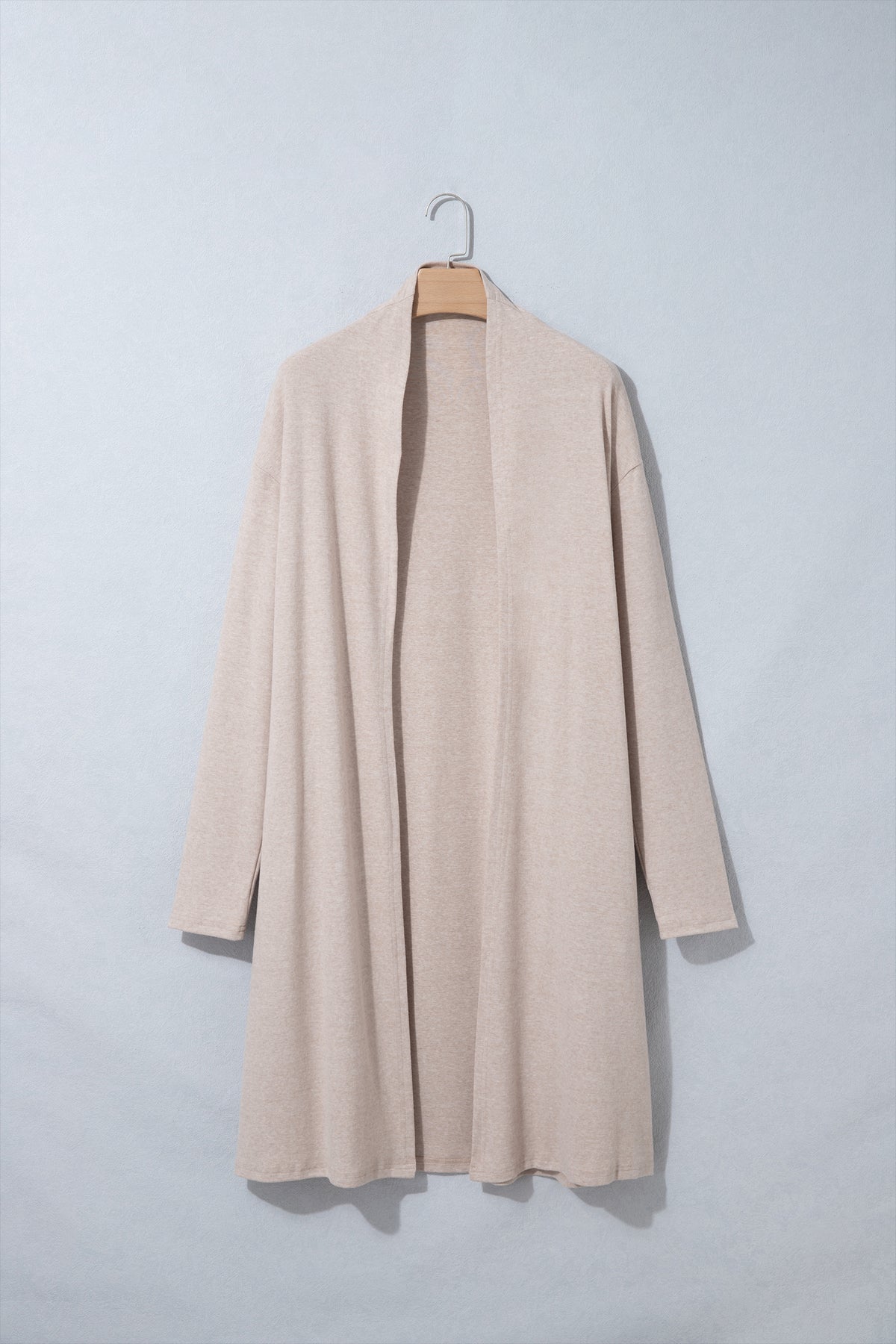 Parchment Solid Color Long Sleeve Casual Tunic Shift Cardigan