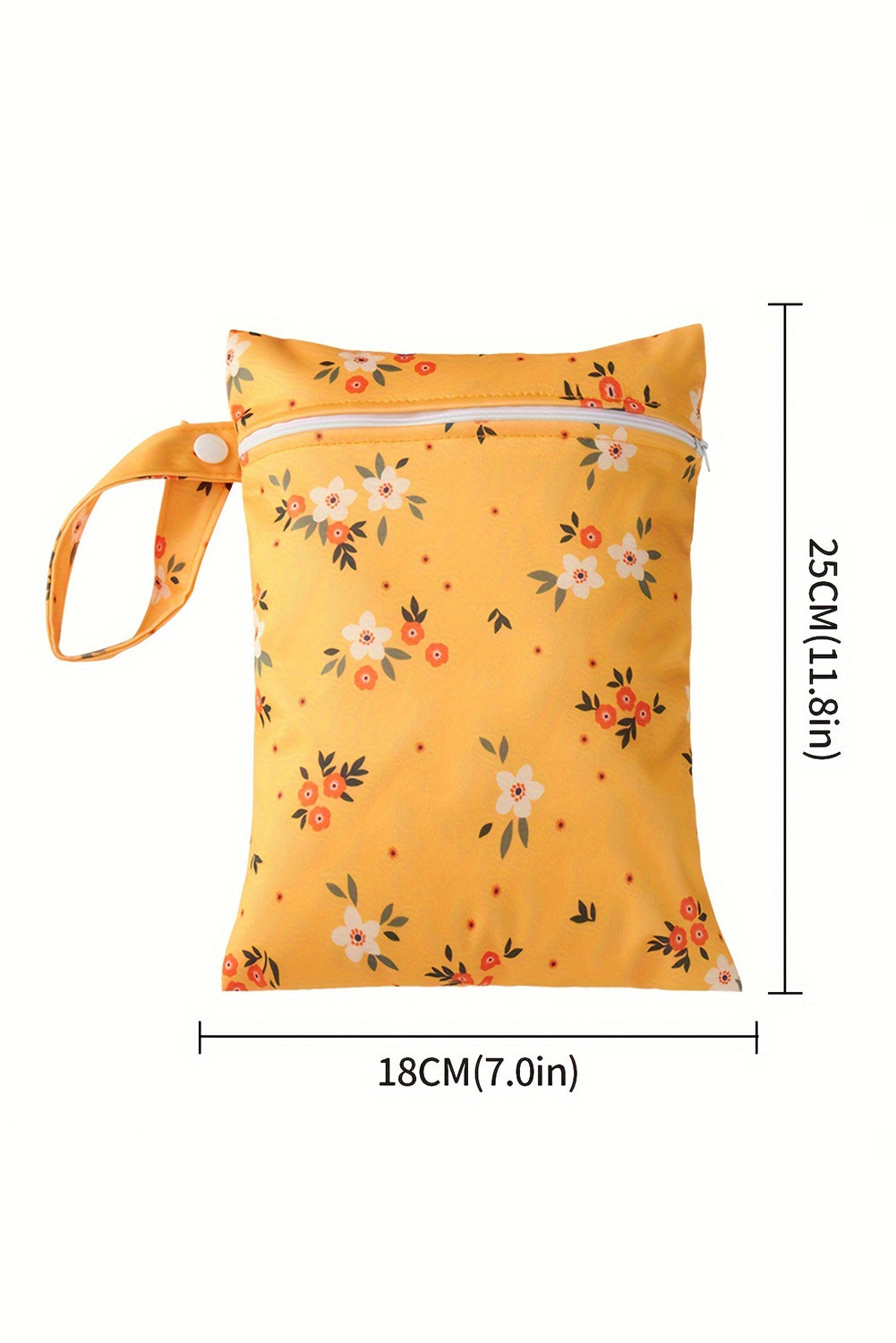 Russet Orange 2pcs Floral Print Zip Canvas Bag