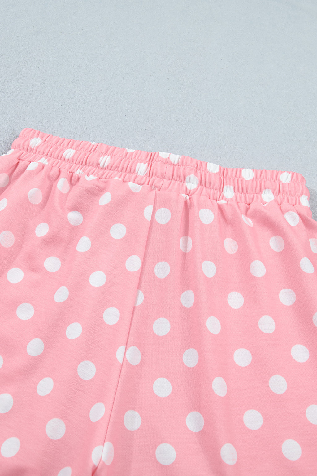 Beige Polka Dot Oversized Top Drawstring Short Set
