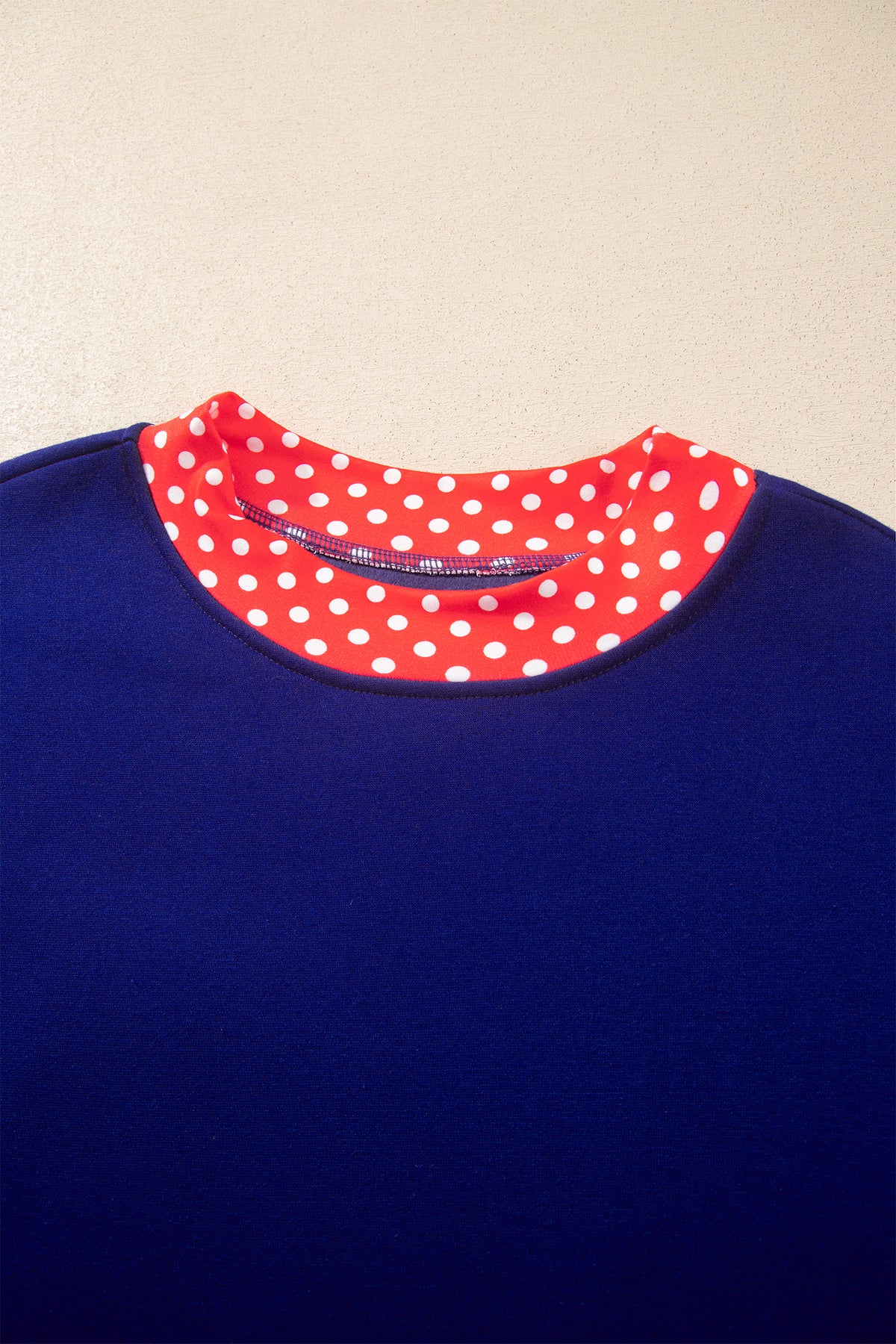 Dirty blue Colorblock Polka Dot Contrast Trim Oversized Sweatshirt