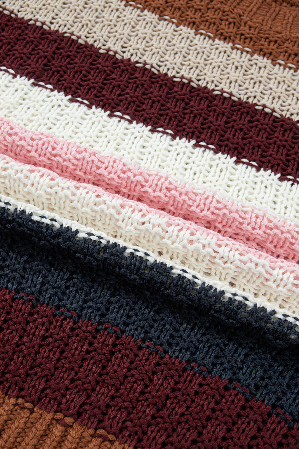 Multicolour Striped Knit Dropped Shoulder Round Neck Pullover Sweater