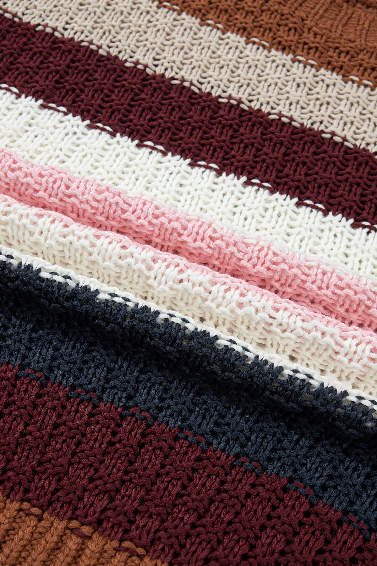 Multicolour Striped Knit Dropped Shoulder Round Neck Pullover Sweater