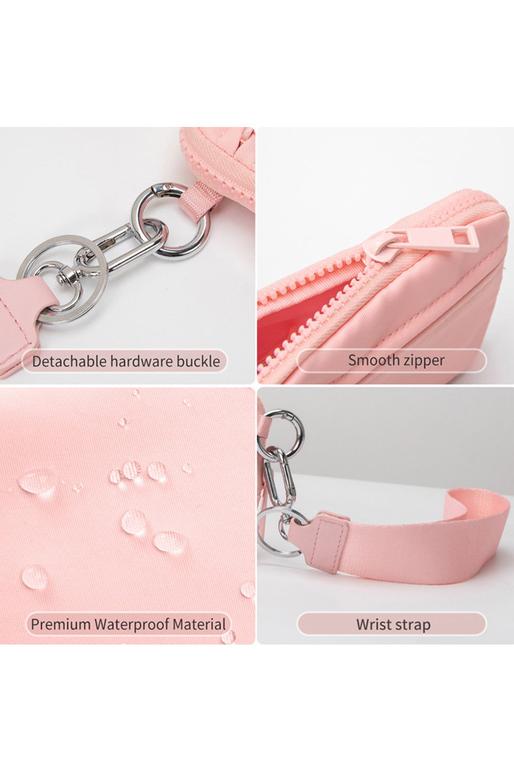 Pink Transparent ID Window Coin Storage Wrist Bag