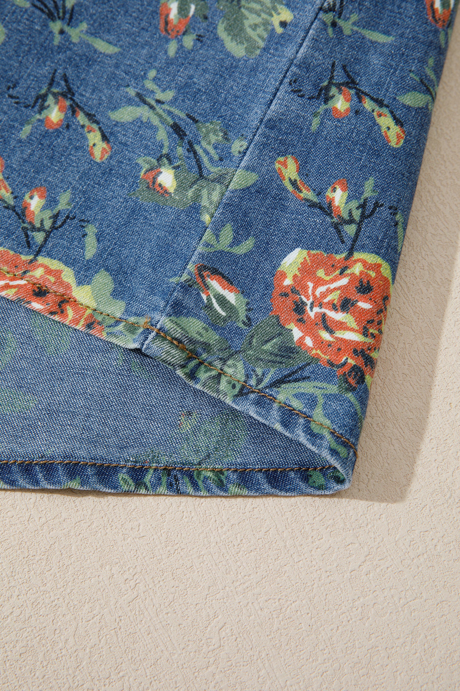 Ashleigh Blue Ruffled Short Sleeve Floral Denim Top