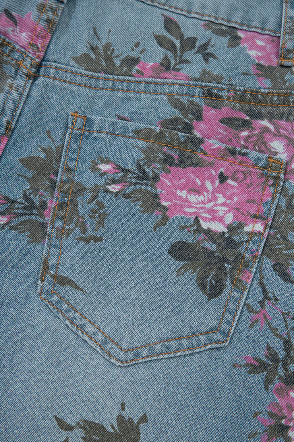 Sky Blue Garden Floral Print Bootcut Jeans