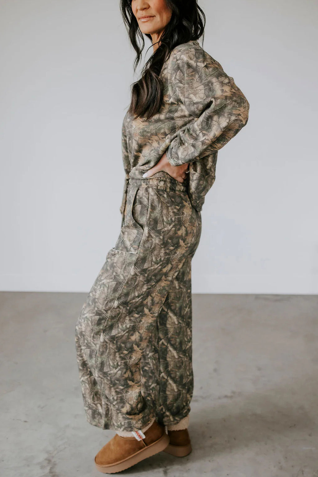Green Abstract Print Long Sleeve Pant Set